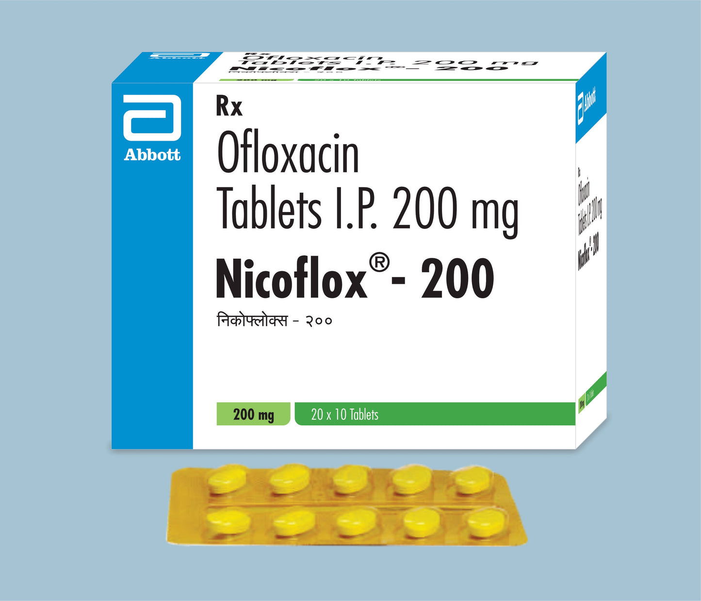 Nicoflox 200mg Tablets (10 Tabs) (Ofloxacin (200mg)) by Abbott