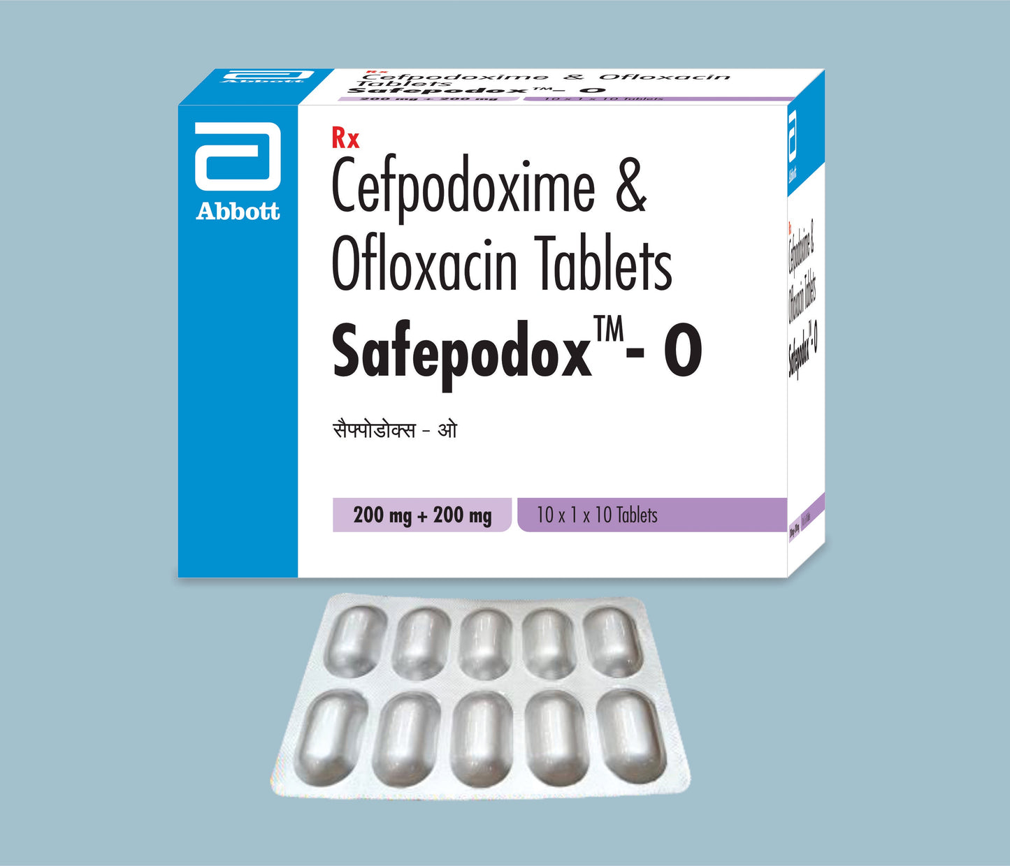 Safepodox-O Tablets (10 Tabs) (Cefpodoxime 200mg & Ofloxacin 200mg) by Abbott