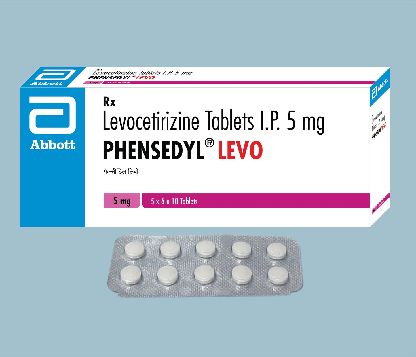 Phensedyl Levo Tablets (10Tabs) (Levocetirizine Tablets 5mg) by Abbott