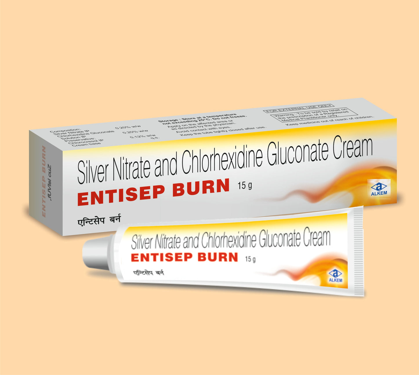 ENTISEP BURN (15G) (15 g Silver Nitrate 0.20% w/w + Chlorhexidine Gluconate 0.2% w/w + Chlorocresol 0.12% w/w by Alkem