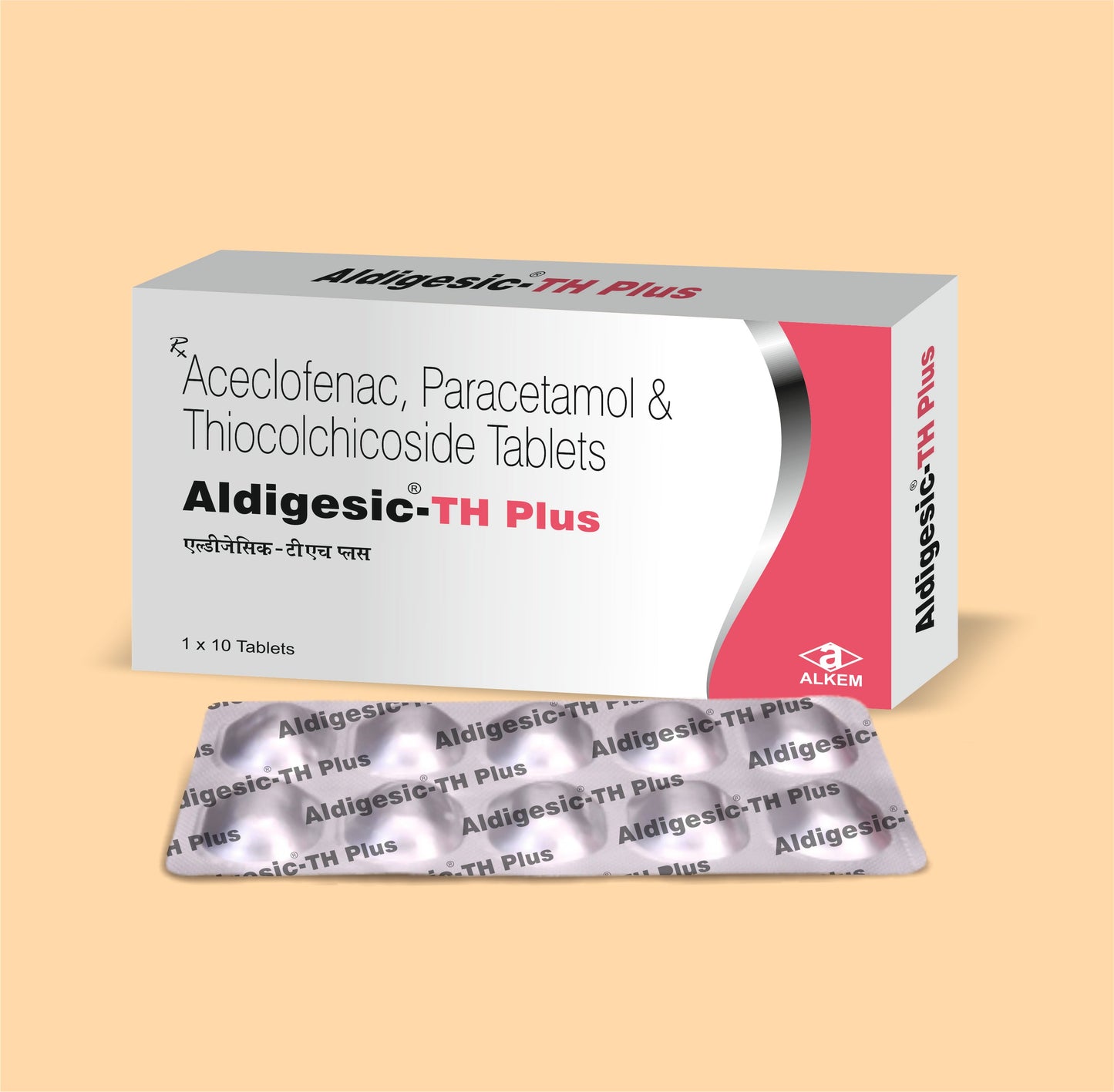 ALDIGESIC TH PLUS TABLETS (10'S) (10'S Aceclofenac 100 mg + Paracetamol 325 mg + Thiocolchicoside 4 mg by Alkem