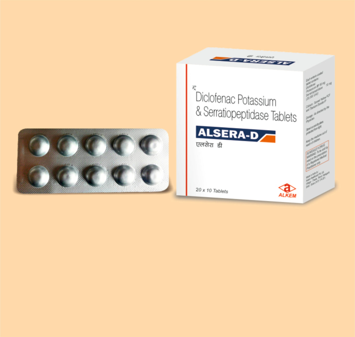 ALSERA D 10'S (10's Diclofenac Sodium 50 mg + Serratiopeptidase 10 mg by Alkem