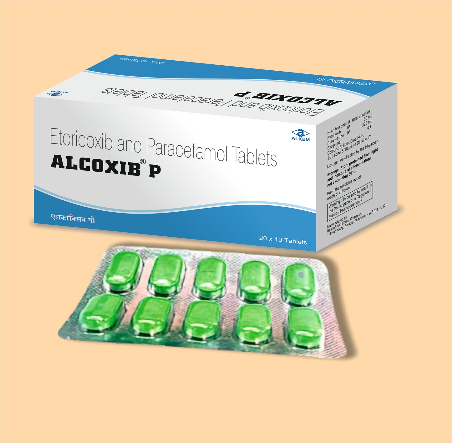ALCOXIB P TABLETS (10'S) (10s Etoricoxib 60 mg + Paracetamol 325 mg by Alkem