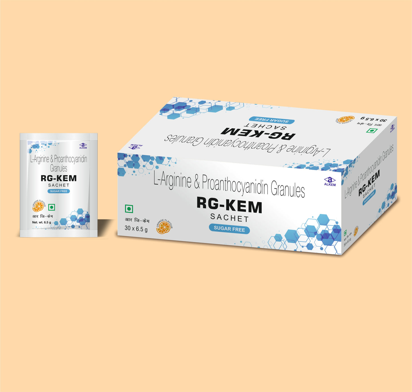 RG-KEM SACHET (6.5g L-Arginine 3 g + Proanthocyanidin 75 mg by Alkem