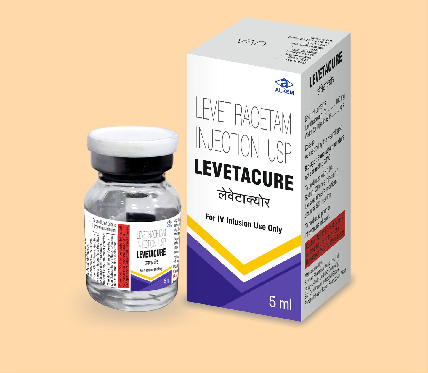 LEVETACURE INJECTION (5 ml Levetiracetam 100 mg by Alkem