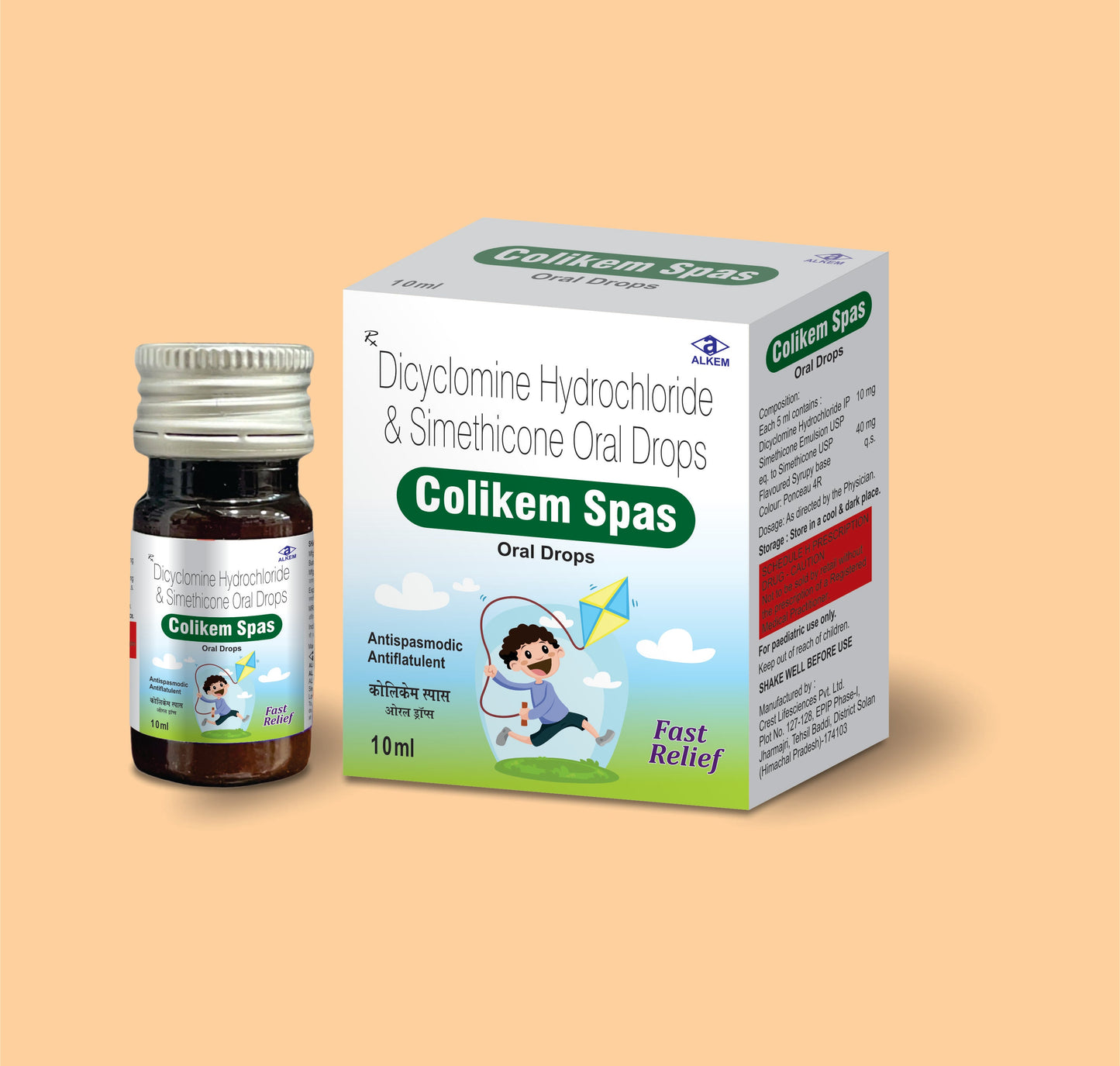 COLIKEM SPAS DROPS (10 ml Dicyclomine Hydrochloride 10 mg + Activated Dimethicone 40 mg by Alkem