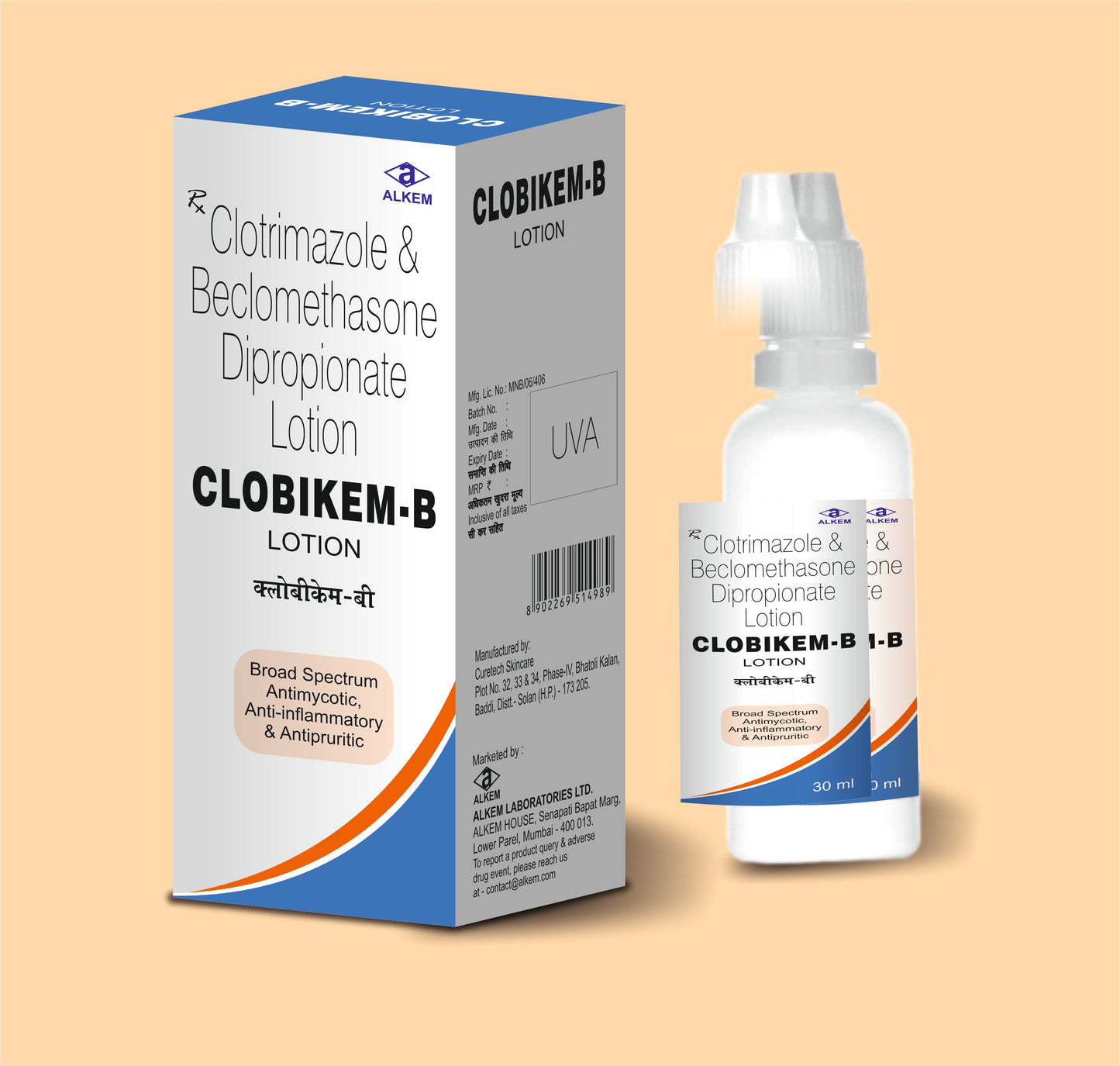 Clobikem-B Lotion (30ml) (30 ml Beclomethasone Dipropionate 0.025% w/v + Clotrimazole 1% w/w by Alkem