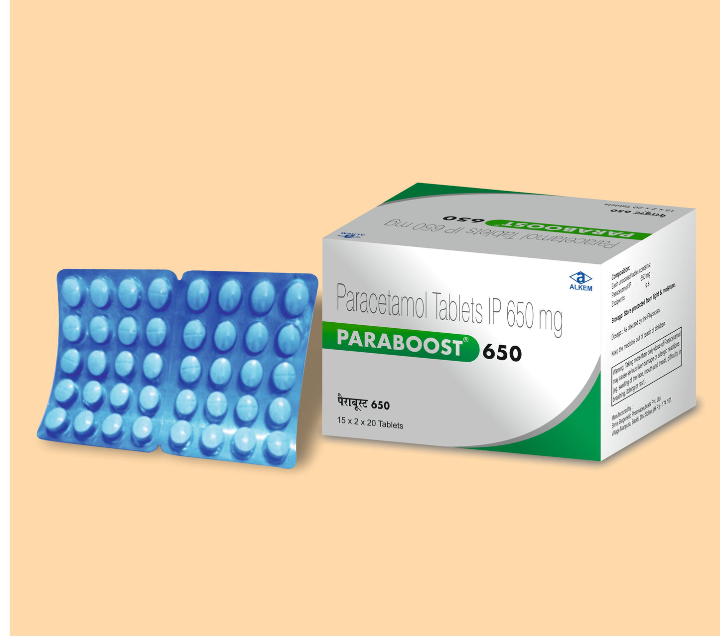 PARABOOST-650MG TABLTS
(20’S) (OVAL) (20'S Paracetamol 650 mg by Alkem