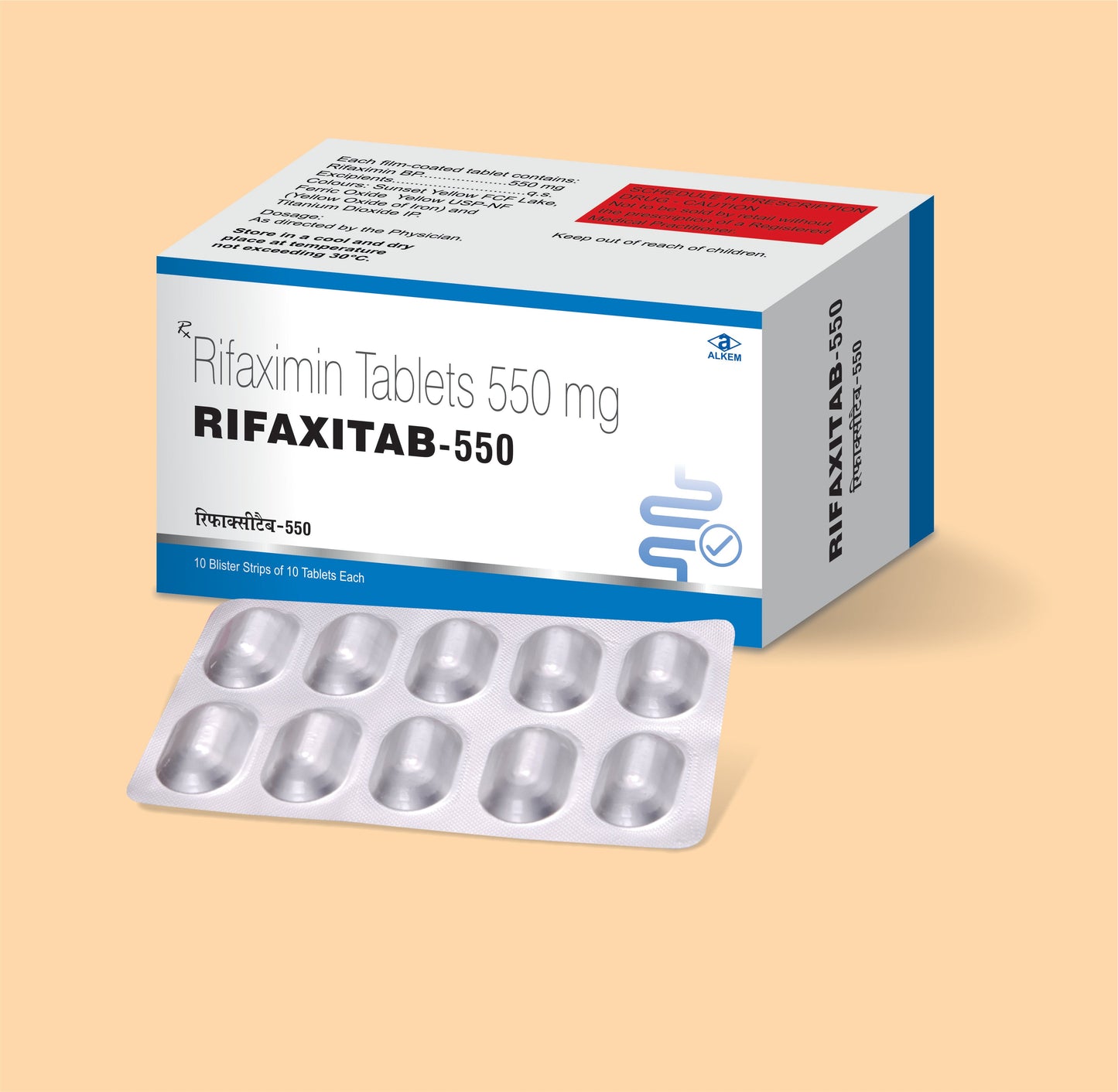 RIFAXITAB - 550 Tablets (10's) (10's Rifaximin 550 mg by Alkem