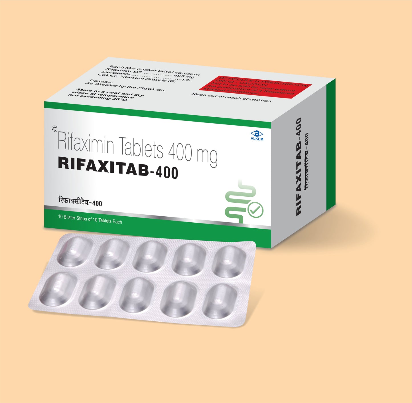 RIFAXITAB - 400 Tablets (10's) (10's Rifaximin 400 mg by Alkem