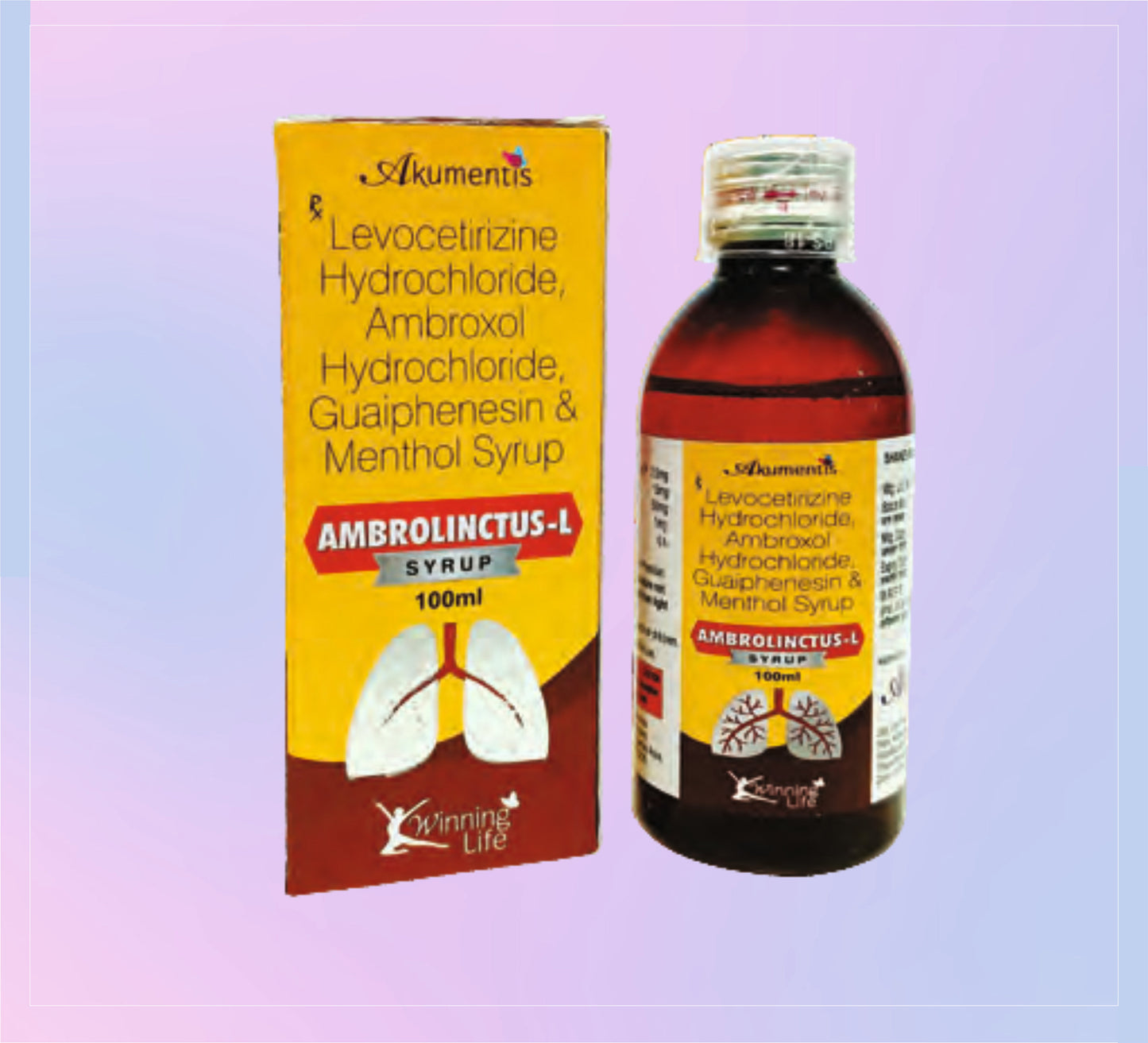 Ambrolinctus-L Syrup 100Ml 1x100ML Levocetirizine 2.5 Mg + Ambroxol 15 Mg + Guaifenesin 50 Mg + Menthol 1 Mg by Akumentis