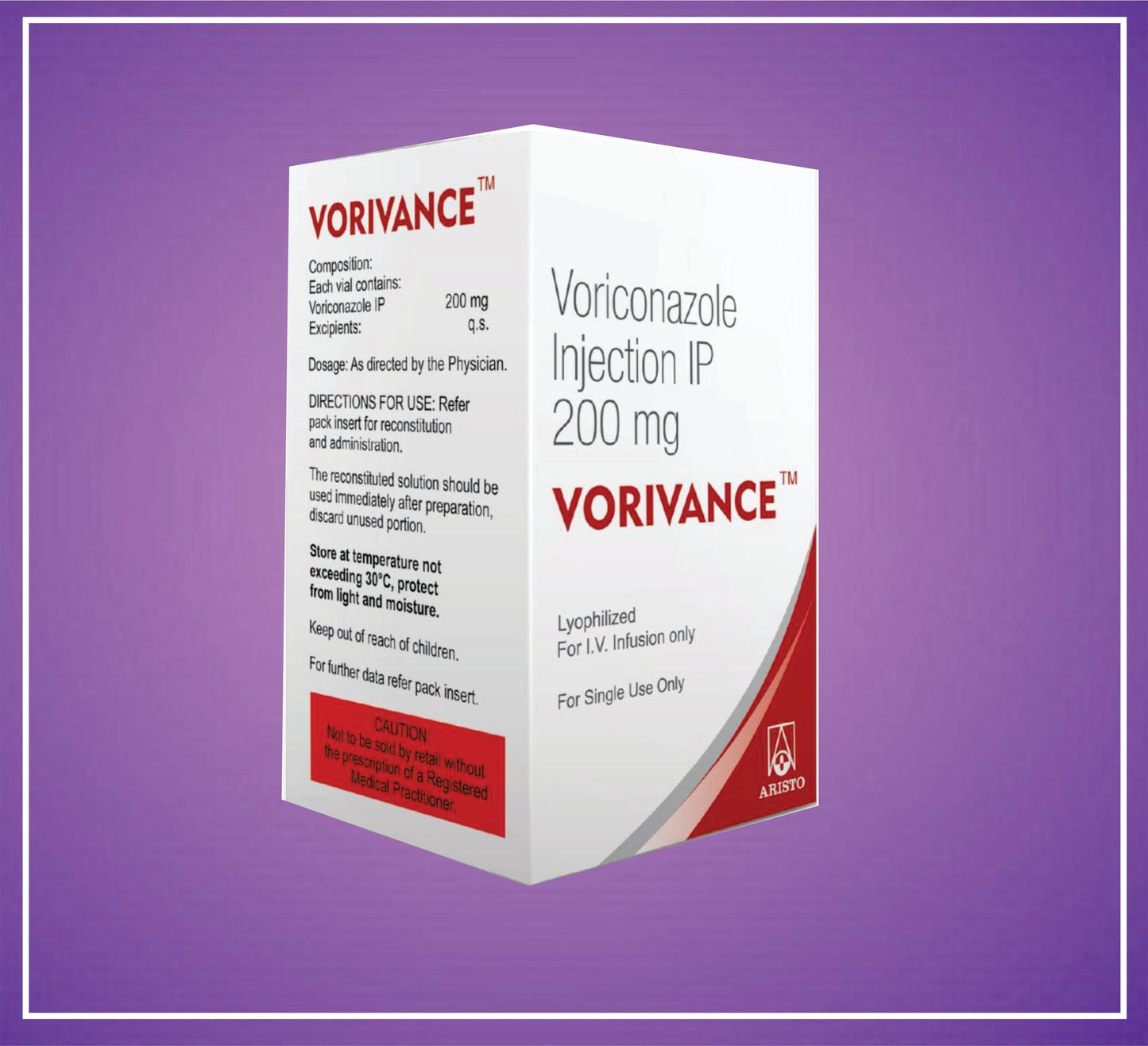 VORIVANCE INJ 200mg ( Voriconazole 200 mg inj ) by Aristo