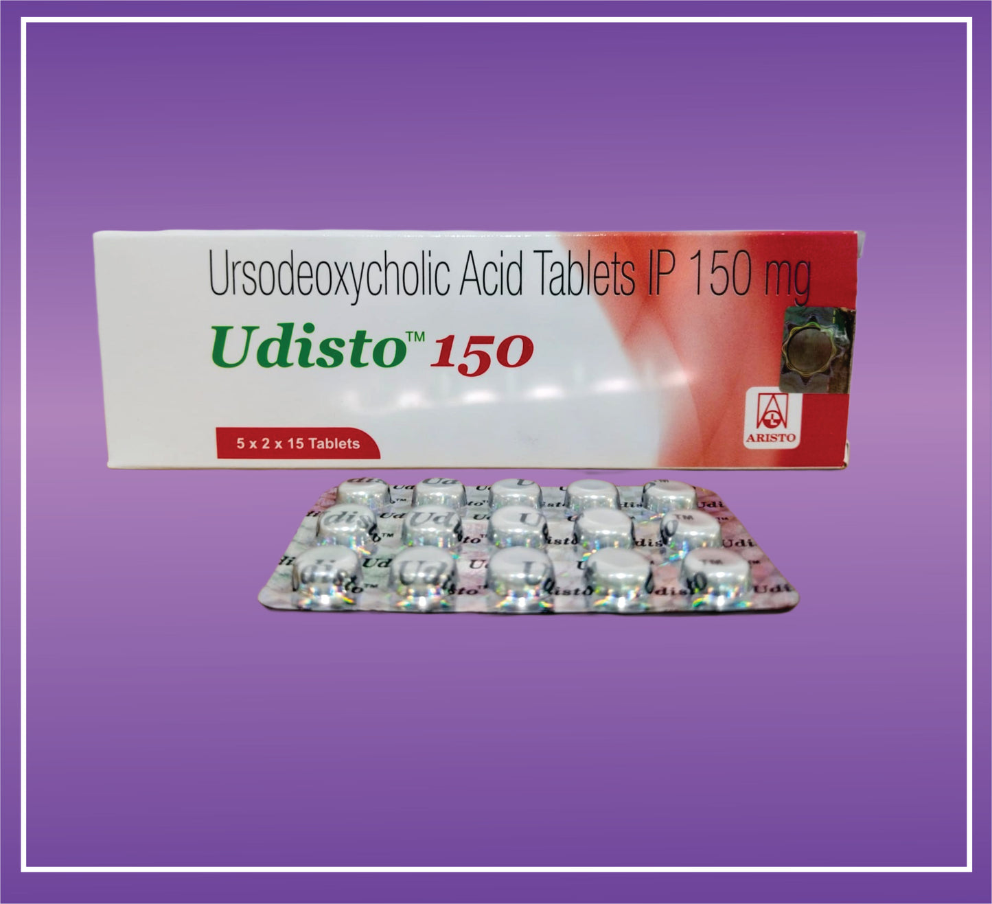 Udisto 150 Tab (5x2x15) Ursodeoxycholic Acid (150mg) Tab by Aristo