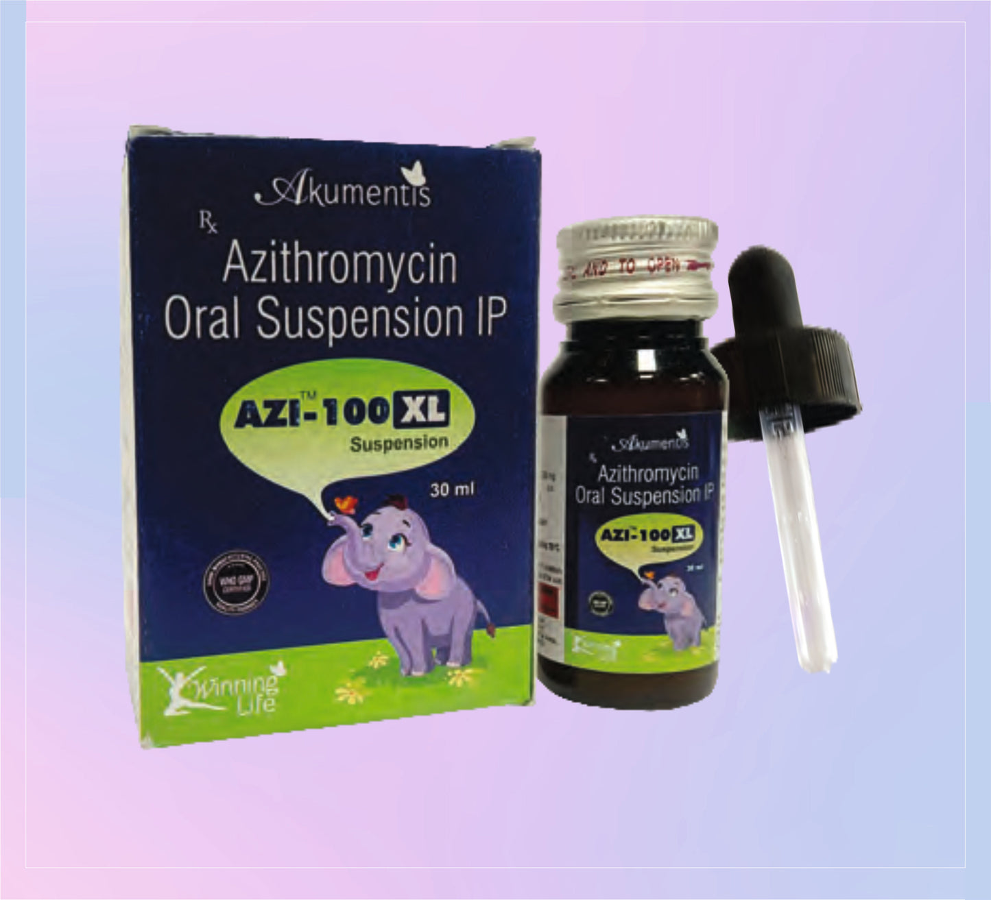 Azi-100Xl Susp 30Ml 1x30ML Azithromycin 100 Mg by Akumentis