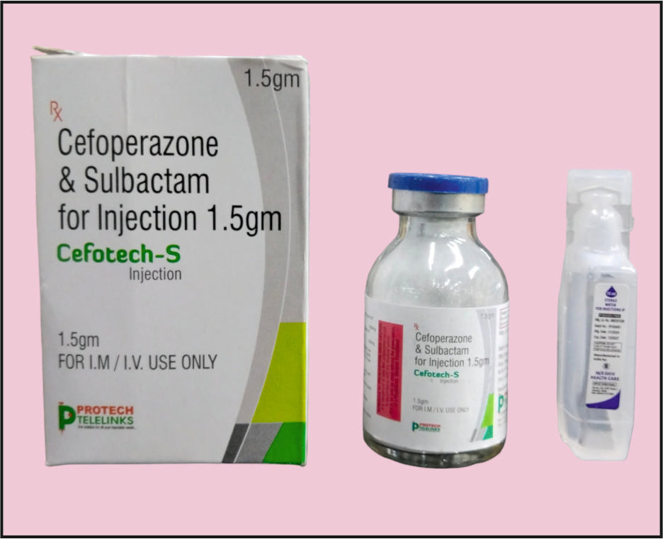 CEFOTECH-S 1.5 VIAL+WFI ( Cefoperazone (1Gm) + Sulbactam (500Mg) ) by Protech