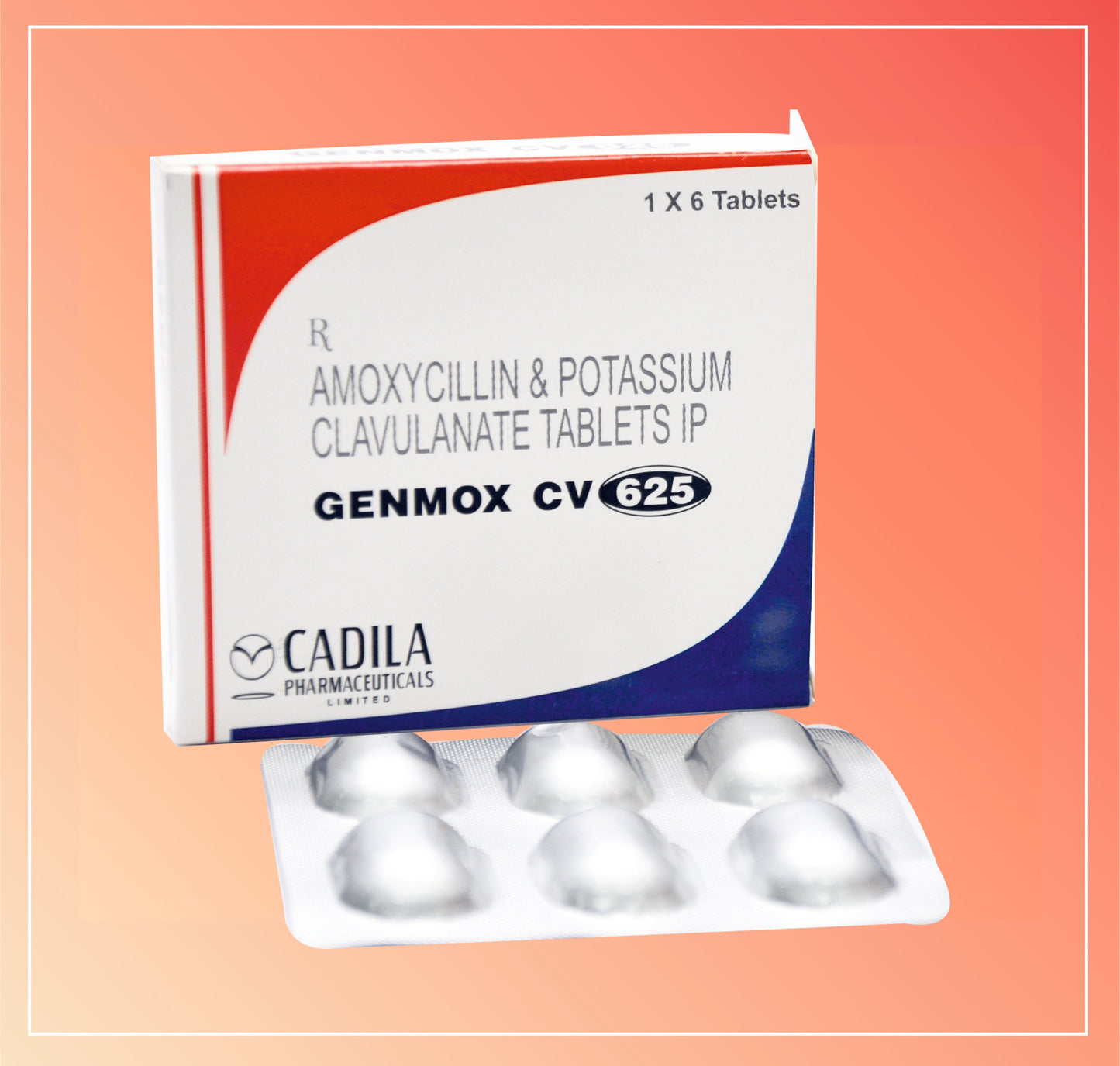 GENMOX CV 625 TAB (20X6 T) Amoxycillin 500 mg + Clavulanic Acid 125 mg