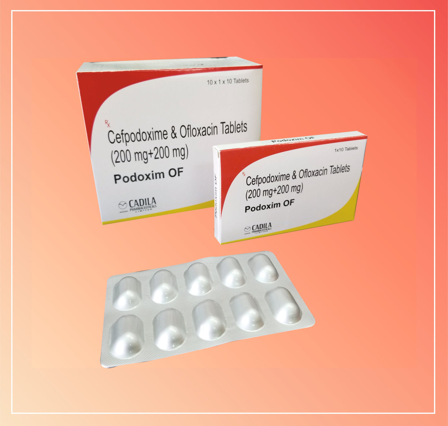 PODOXIM OF TAB (10x1x10 T) Sefpodoksim 200 mg & Ofloksasin 200 mg (Alu-Alu)