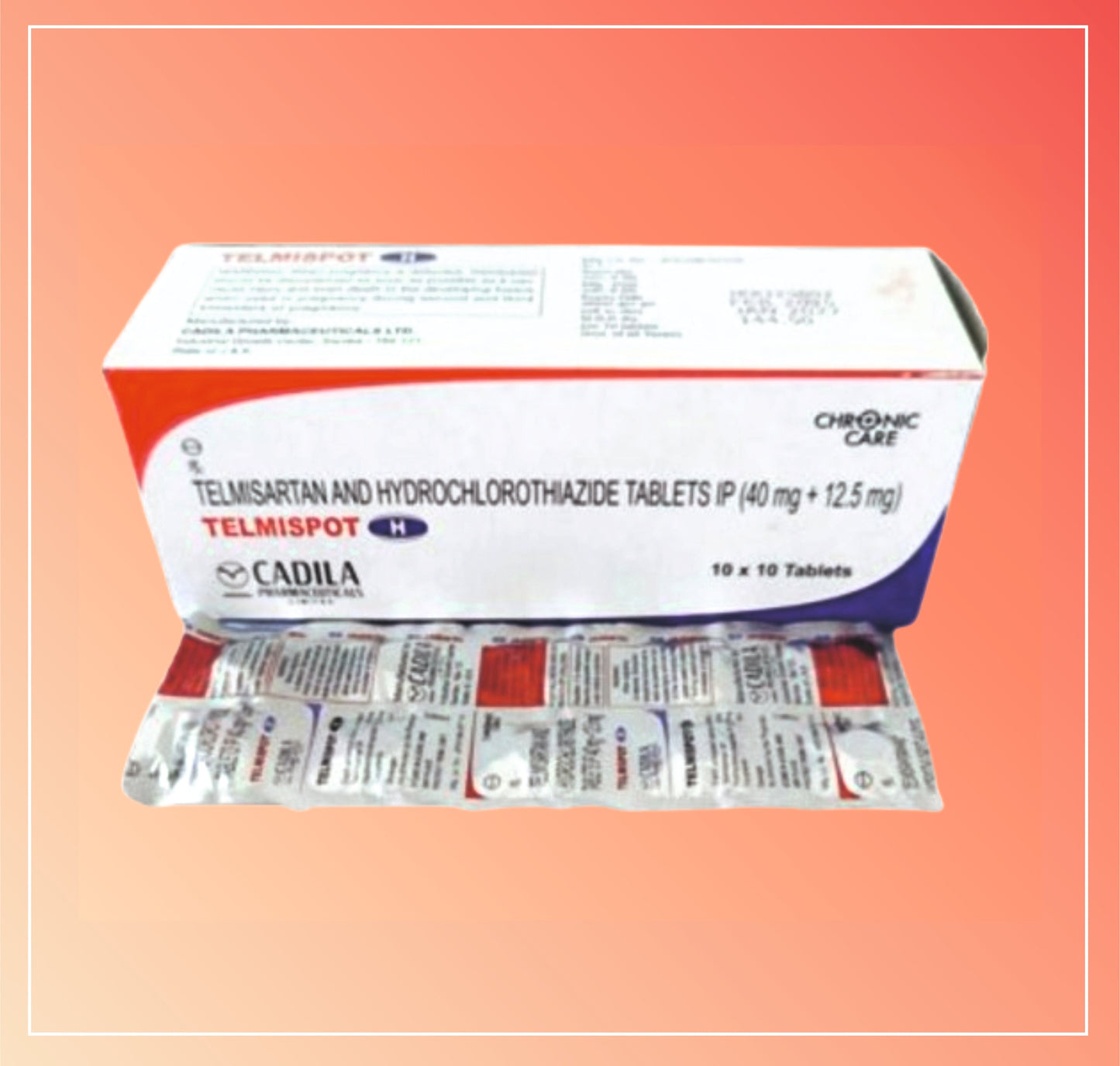TELMISPOT H TAB 10X10 T (10X10 T) Telmisartan ve Hidroklorotiyazid Tabletleri IP 40mg + 12.5mg)