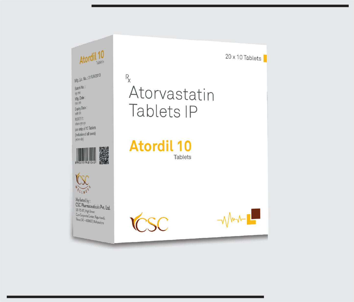 Atordil 10 (20x10 )Atorvastatin Calcium 10mg by CSC