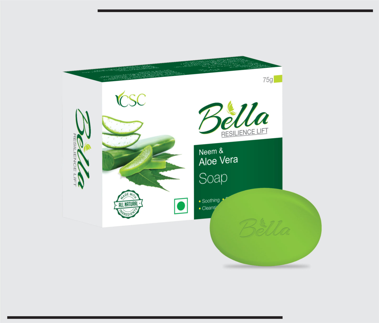 Bella Neem Soap (75g )Neem With Aloe Vera Soap by CSC