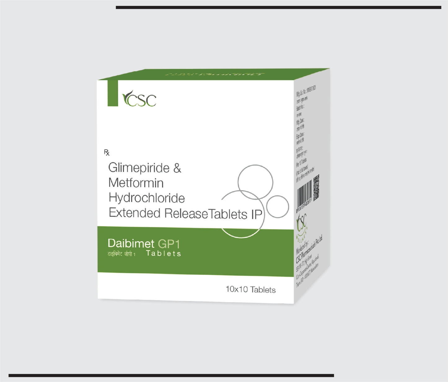 Daibimet GP1 (10x10 )Metformin HCL 500mg + Glimepiride 1mg by CSC