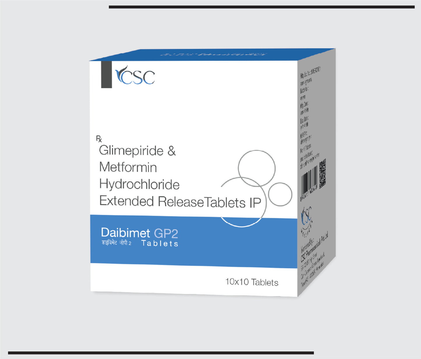 Daibimet GP2 (10x10 )Metformin HCL 500mg + Glimepiride 2mg by CSC