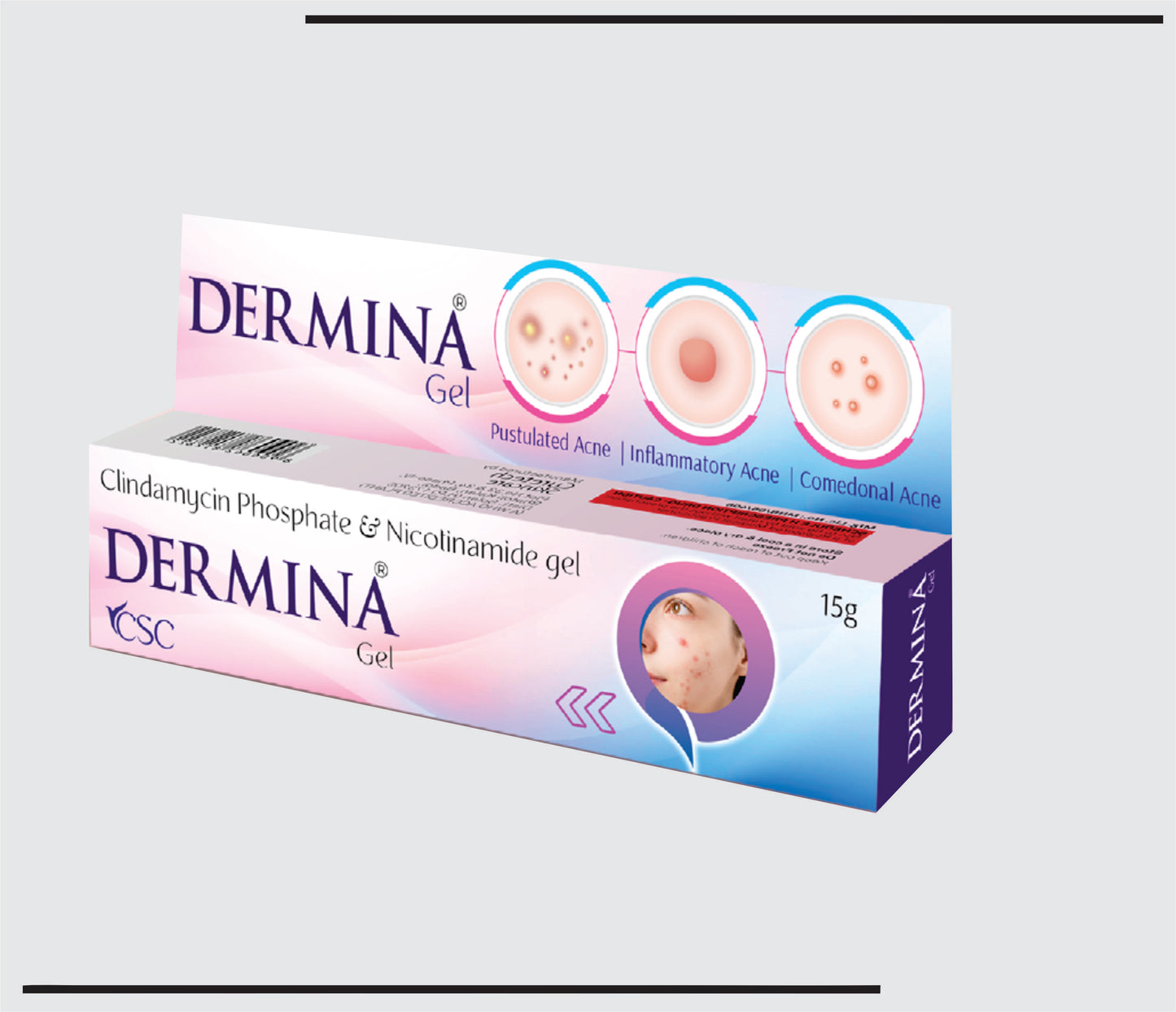 Dermina Gel (15g )Clindamycin 1% + Nicontinamide 4% by CSC