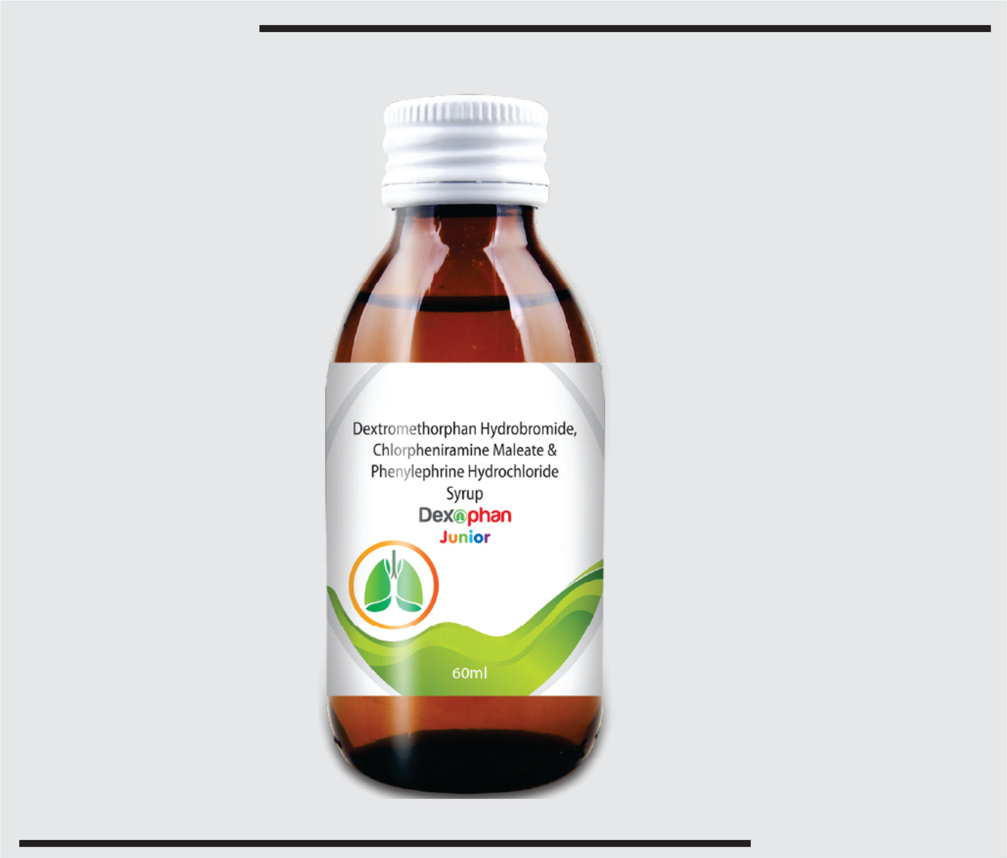 Dexophan Junior (60ml )Dextromethorphan Hydrobromide + Chlorpheniramine maleate + phenylephrine Hydrochloride Syrup by CSC