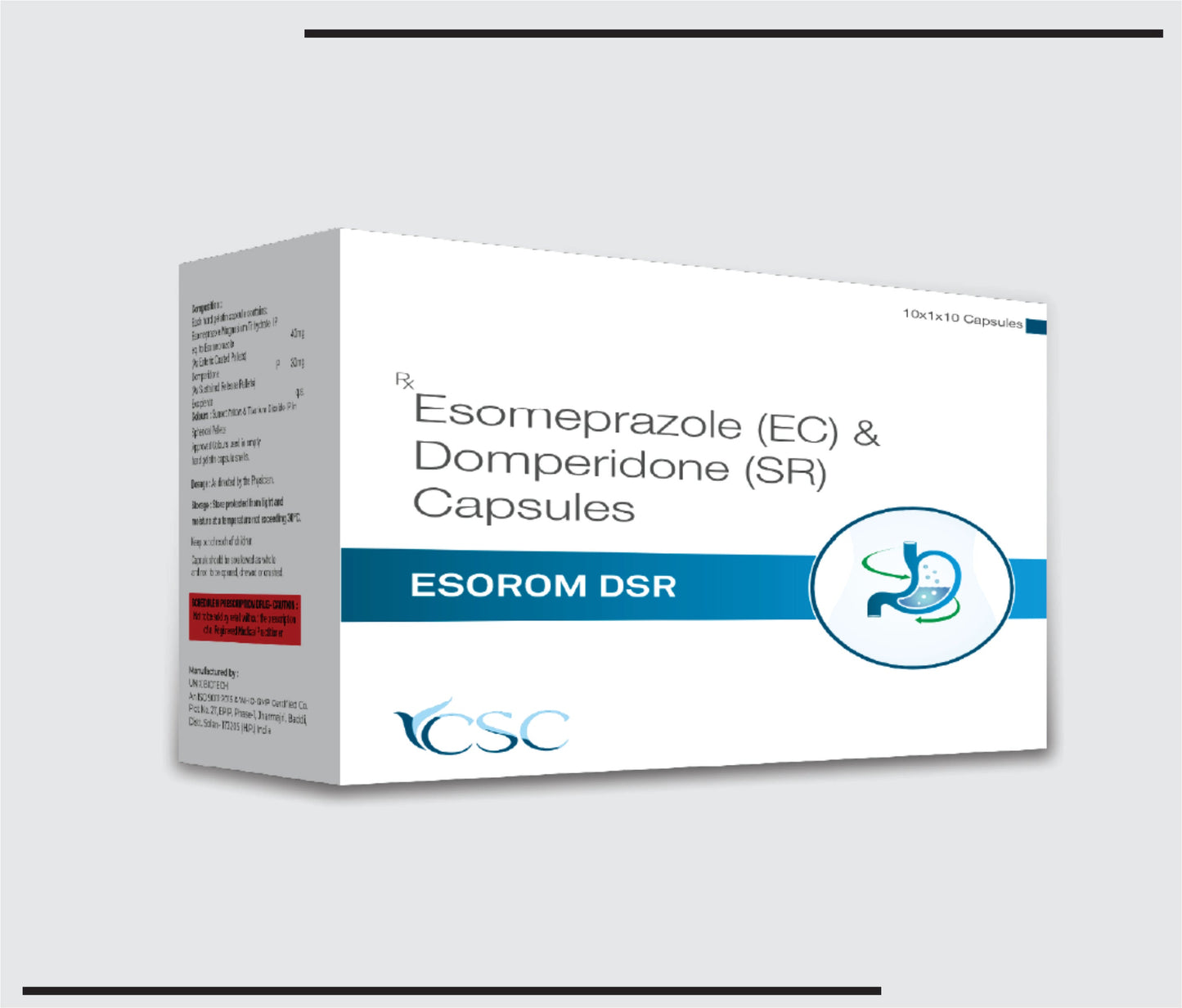 Esorom DSR (10x1x10) Esomeprazole 40mg + Domperidone SR 30mg Capsules by CSC