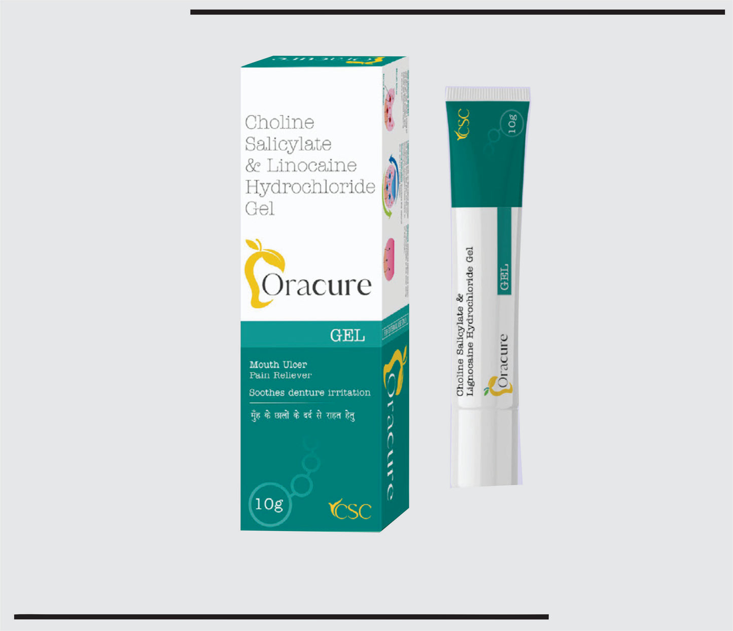 Oracure Gel (10g )Choline Salicylate 8.70% w/w + Lignocaine HCl-2.0% w/w by CSC