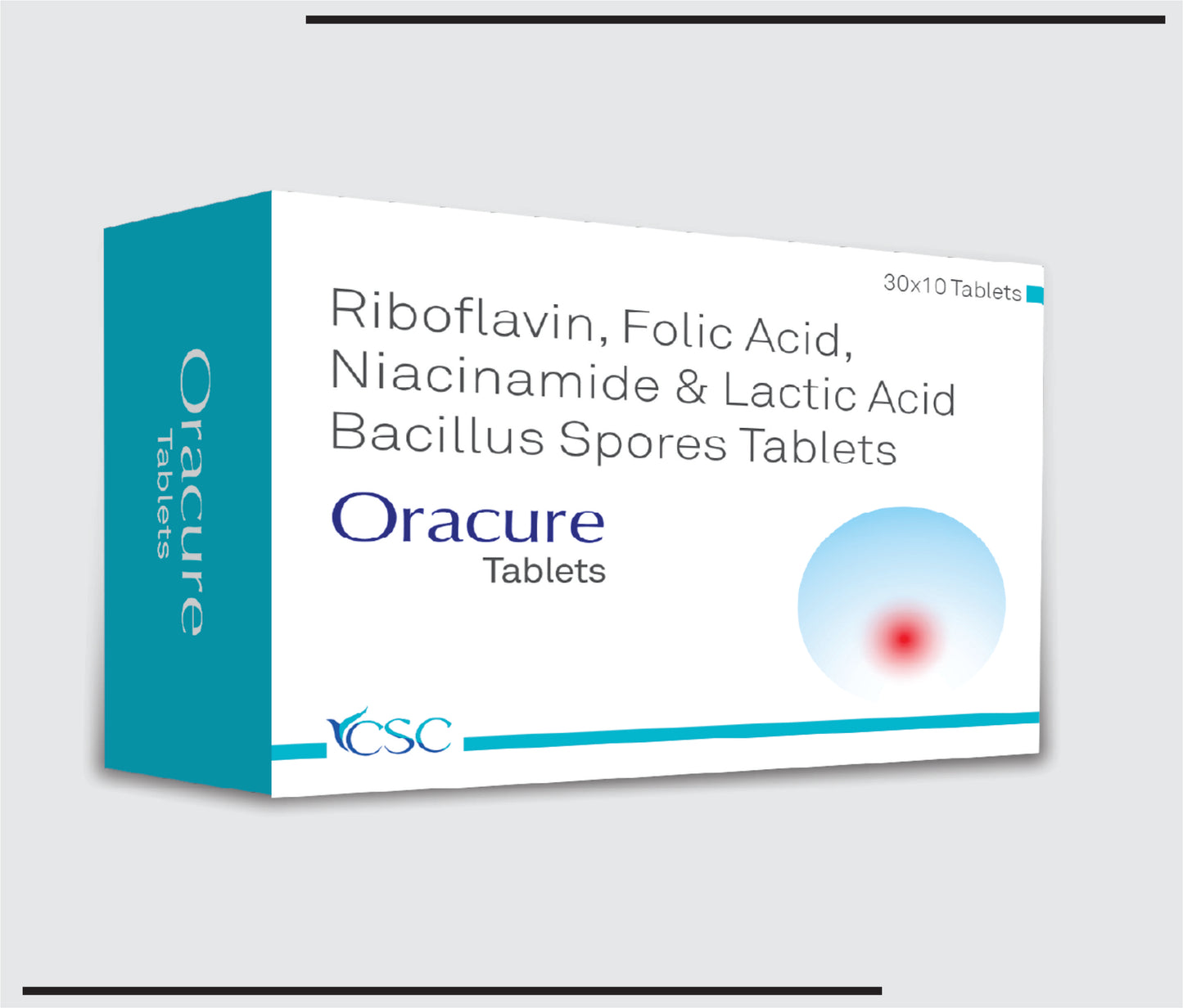 Oracure Tab. (30x10 )Riboflavin + Folic Acid+ Niacinamide + Lactic acid Bacillus by CSC