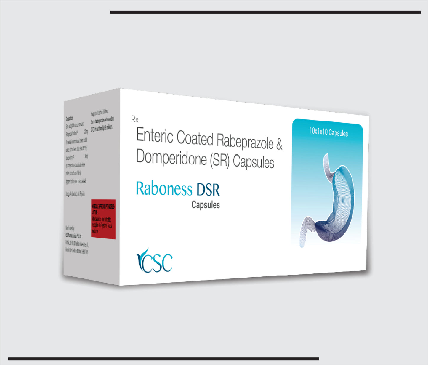 Raboness DSR (10x1x10 )Rabeprazole 20mg + Domperidone 30mg (SR Capsules ) by CSC