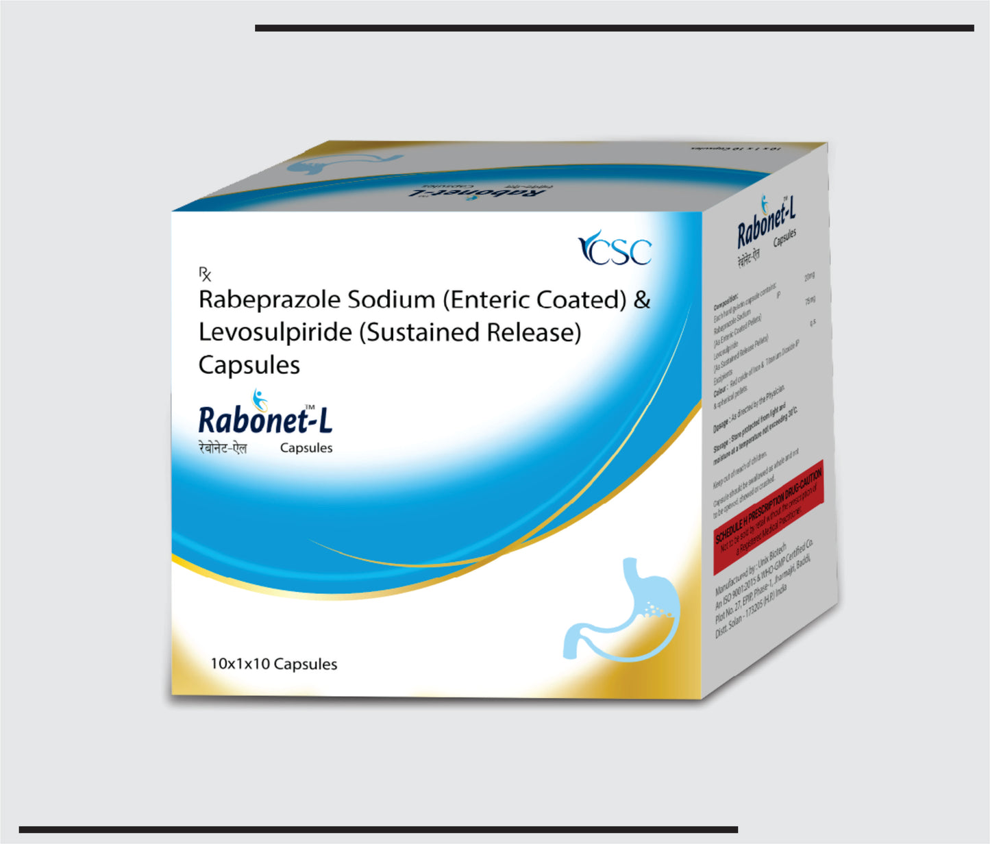 Rabonet L (10x1x10 )Rabeprazole 20 mg + Levosulpride 75 mg SR by CSC