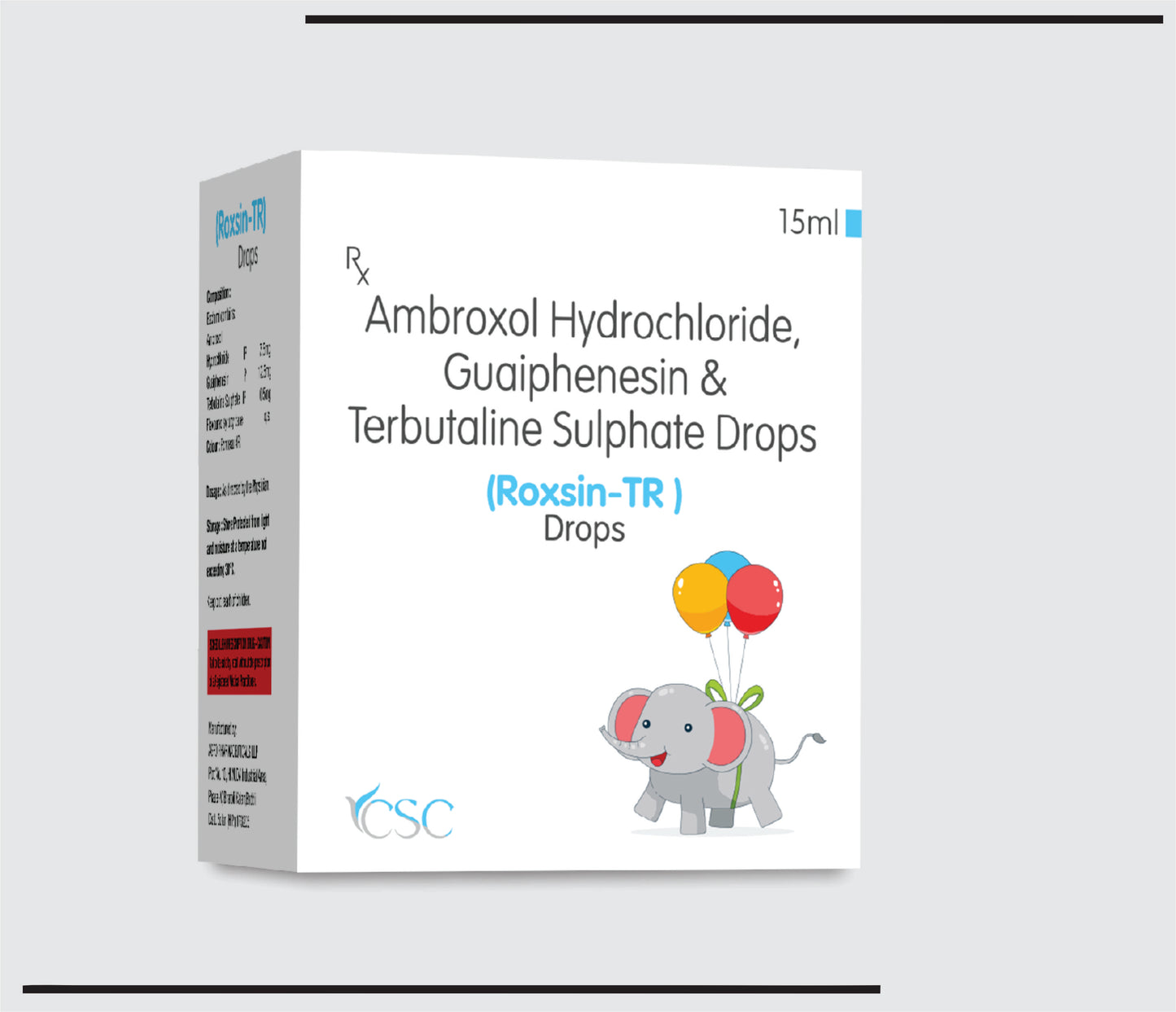 Roxsin TR Drops (15ml )Ambroxol + Guaphen. + Terbutaline Drops by CSC