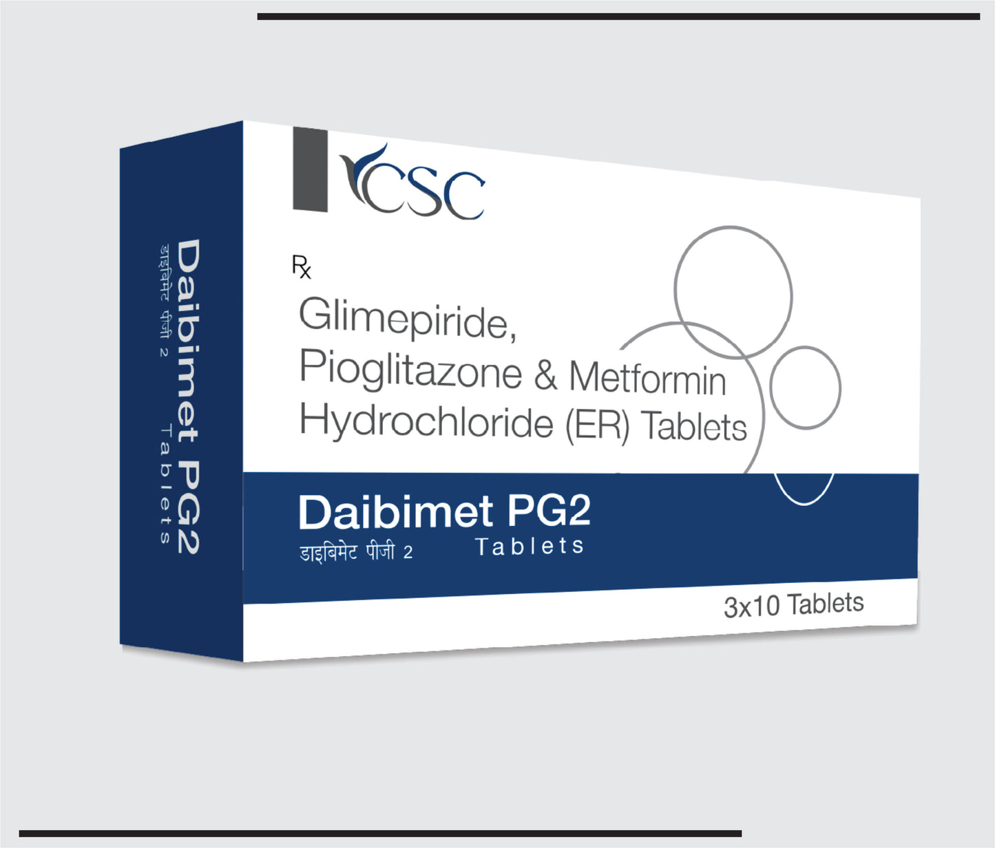 Daibimet PG2 (5x3x10 )Metformin 500mg + Glimepride 2mg + Pioglitazone 15mg by CSC