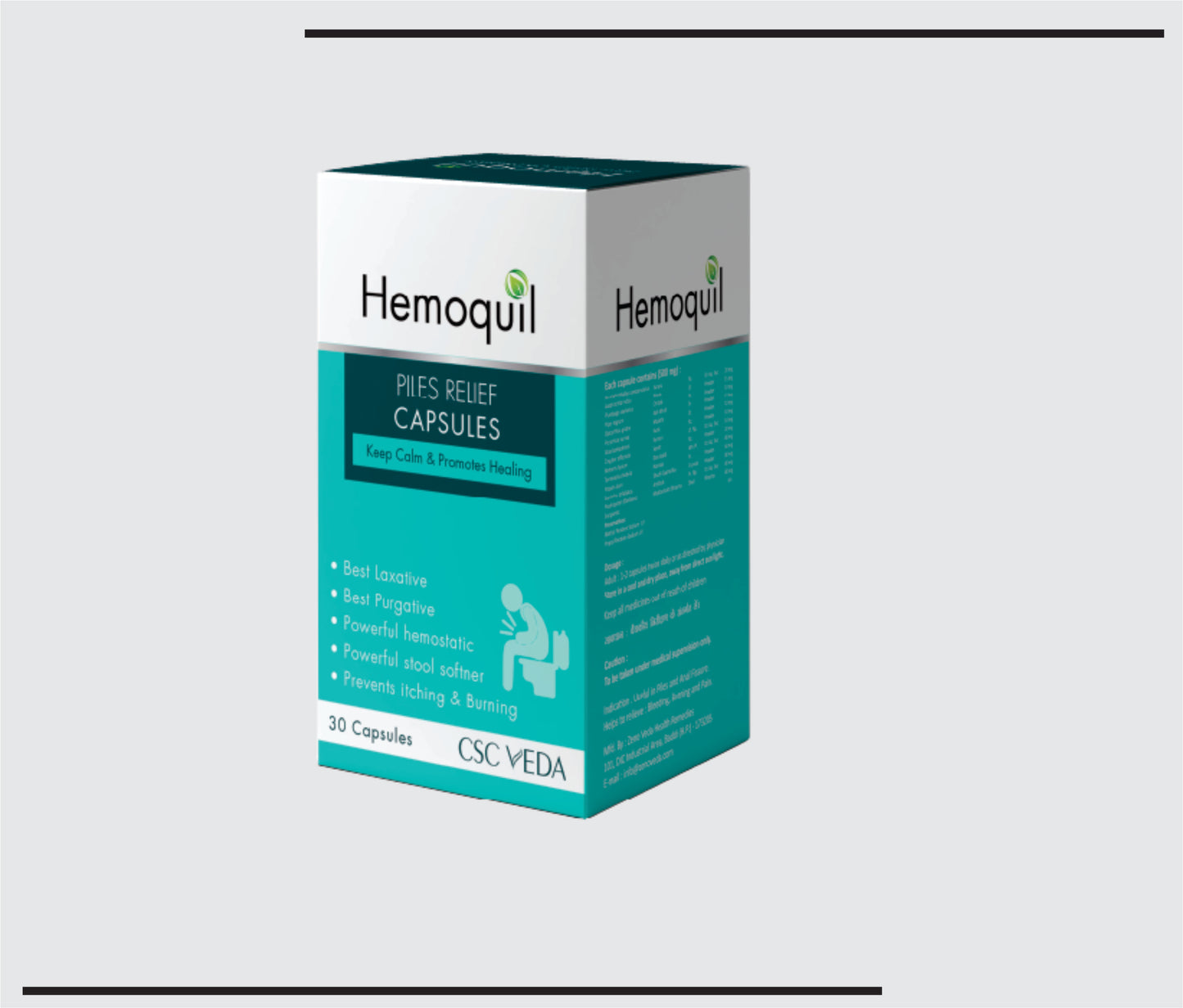 Hemoquil Cap (1x30 )Ayurvedic medicine for piles related bleeding, burning and pain by CSC