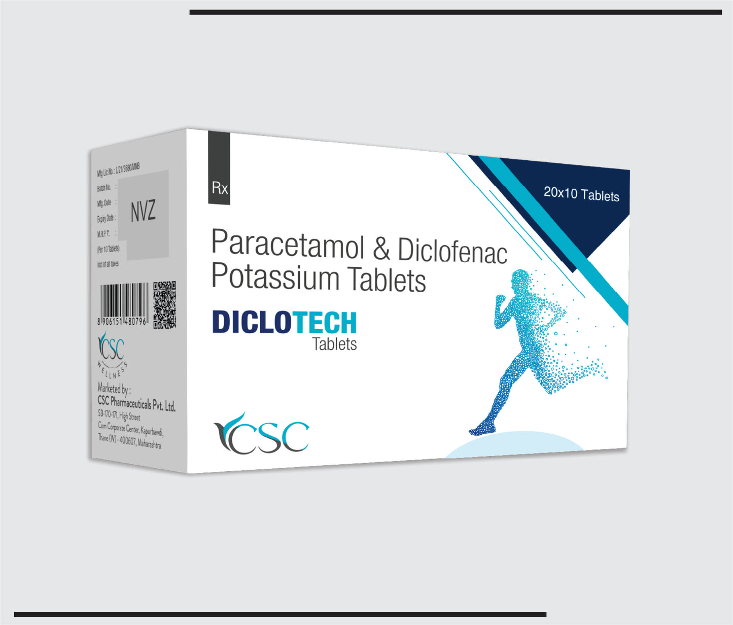 Diclotech (20x10 )Diclofenac Potassium 50 mg + Paracetamol 325 mg by CSC