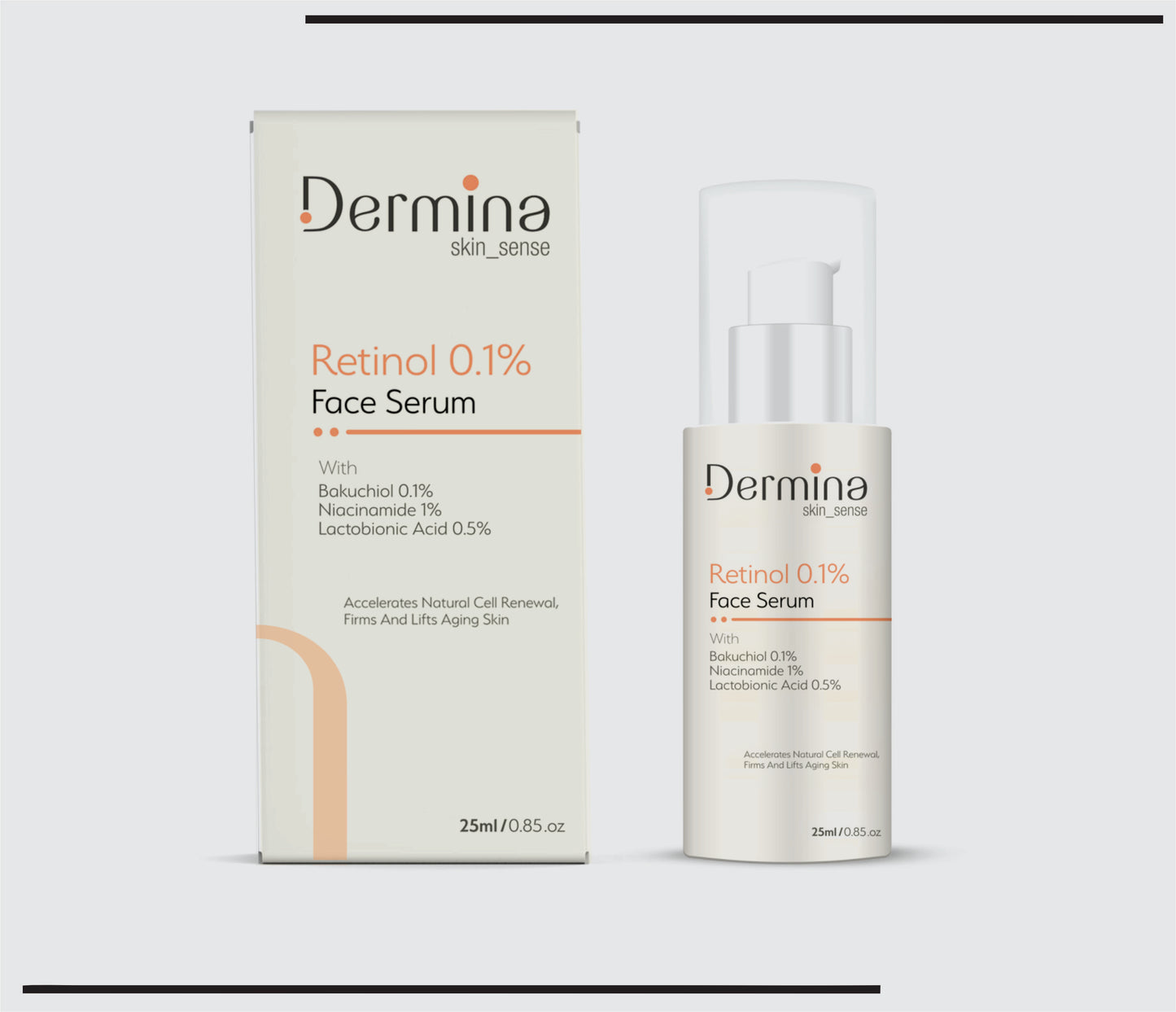 Retinol 0.1% Face Serum New (25 ml )Bakuchiol 0.1%, Niacinamide 1%, Lactobionic Acid 0.5% by CSC