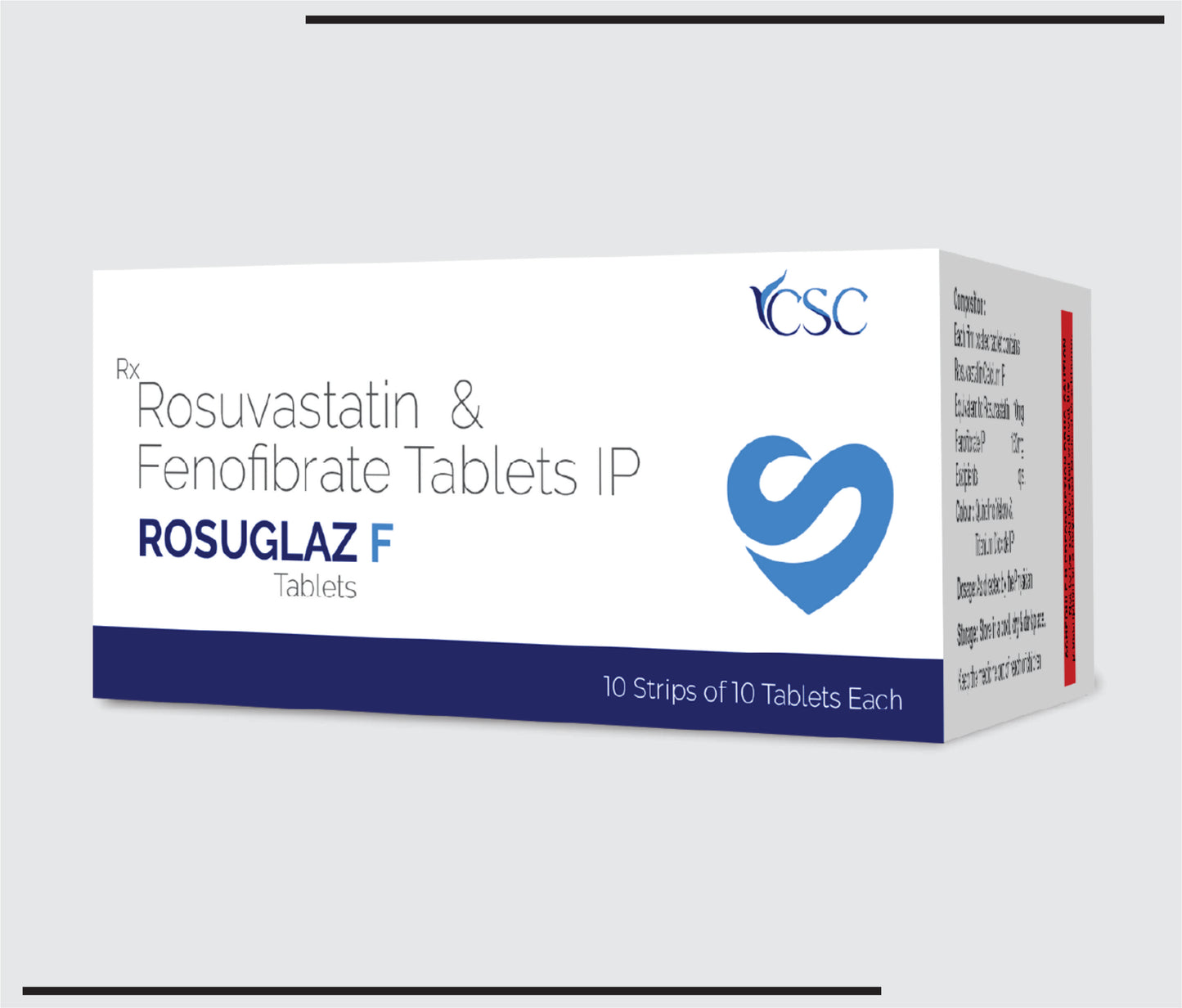 Rosuglaz F (10x10 )Rosuvastatin 10mg+Finofiberate 160mg by CSC