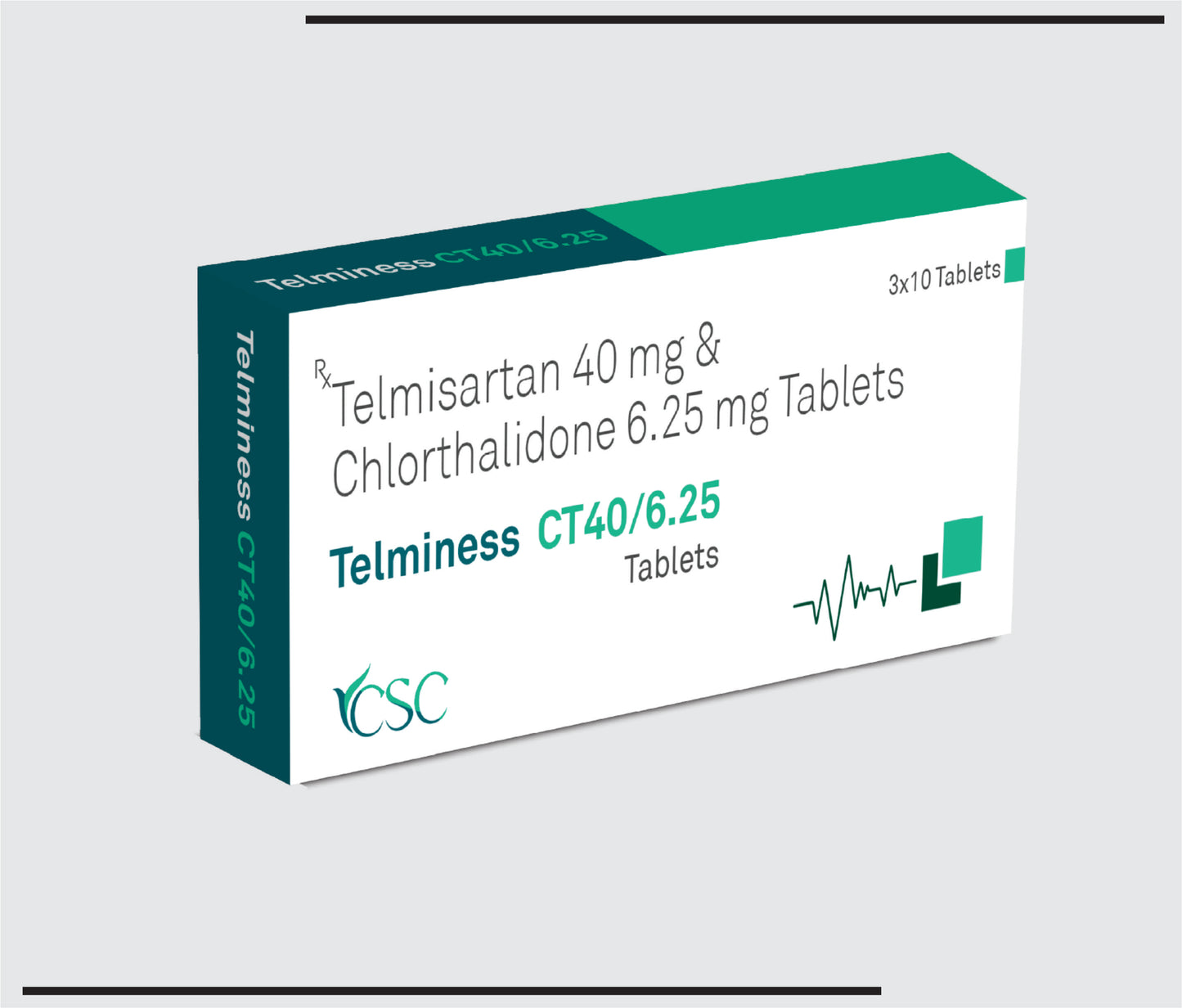 Telminess CT 40/6.25 (10X3X10 )Telmisartan- 40mg + Chlorthalidone 6.25mg by CSC