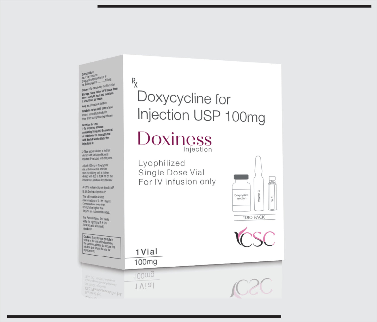 Doxiness (Vial )Doxycycline Hydrochloride IP eq. to Doxycycline 100mg by CSC