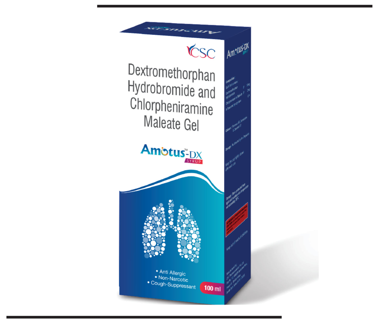 Amotus DX (100 ml )Dextromethorphan Hydrobromide 10mg+Chlorpheniramine Maleate 2mg by CSC