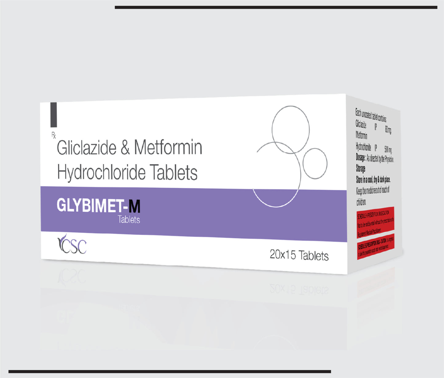 Glybimet-M (20x15 )Metformin Hydrochloride 500mg + Gliclazide 80mg tablet by CSC