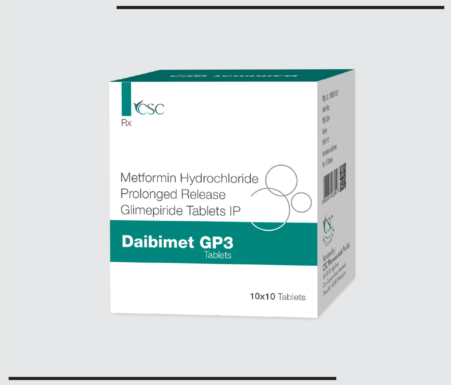 Daibimet GP3 (10x10 )Metformin HCL 500mg + Glimepiride 3mg by CSC