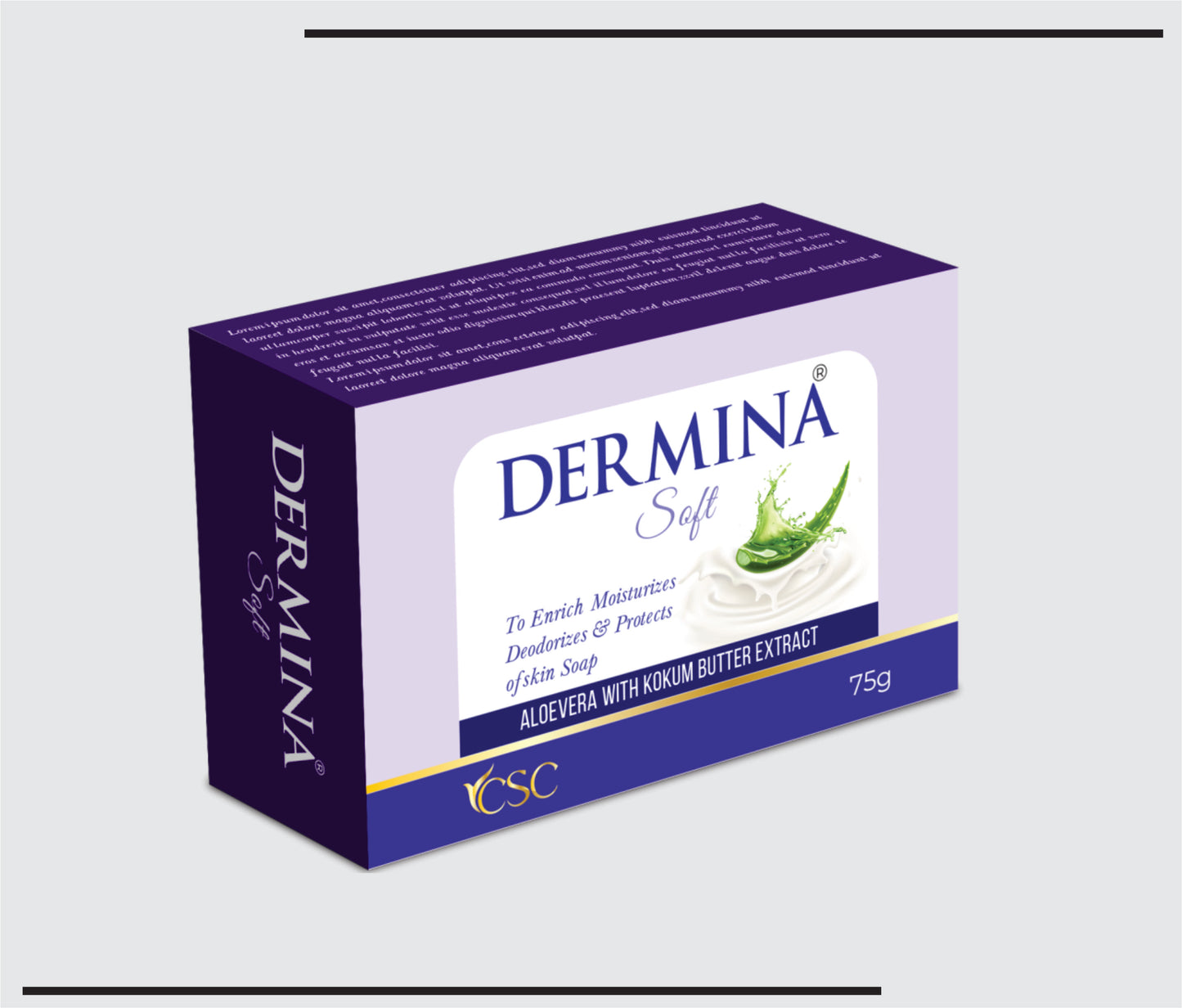 Dermina Soft Soap (75g )Sodium Palmate, sodium Palm Kernelate, Aqua, Aloevera Ext., Olive Oil, Glycerine,Tea Tree Oil, Kokum Butter, Titanium Dioxide, Perfume, Disodium EDTA, Butylated Hydroxytoluene. by CSC
