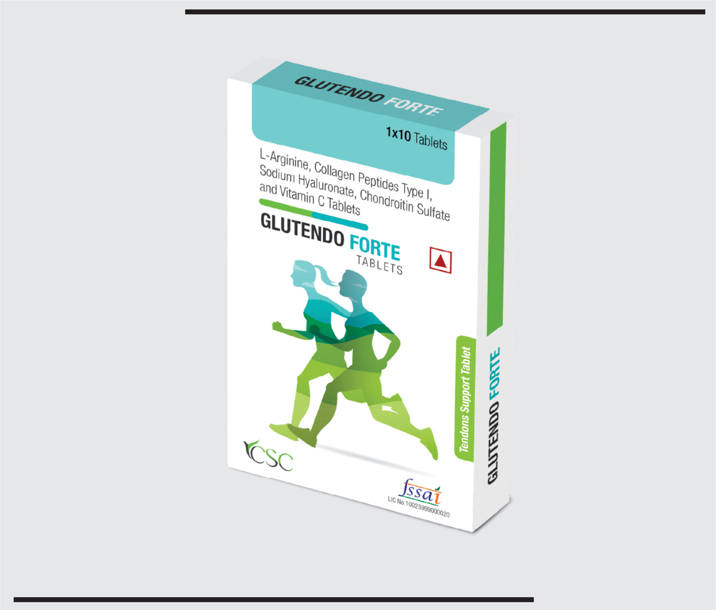 Glutendo Forte (10x1x10 )L-Arginine 500 mg+Chondroitin Sulfate Sodium 200mg+Collagen Peptides type-I 40 mg+Sodium Hyaluronate 30 mg+Vitamin C 12.5 mg by CSC