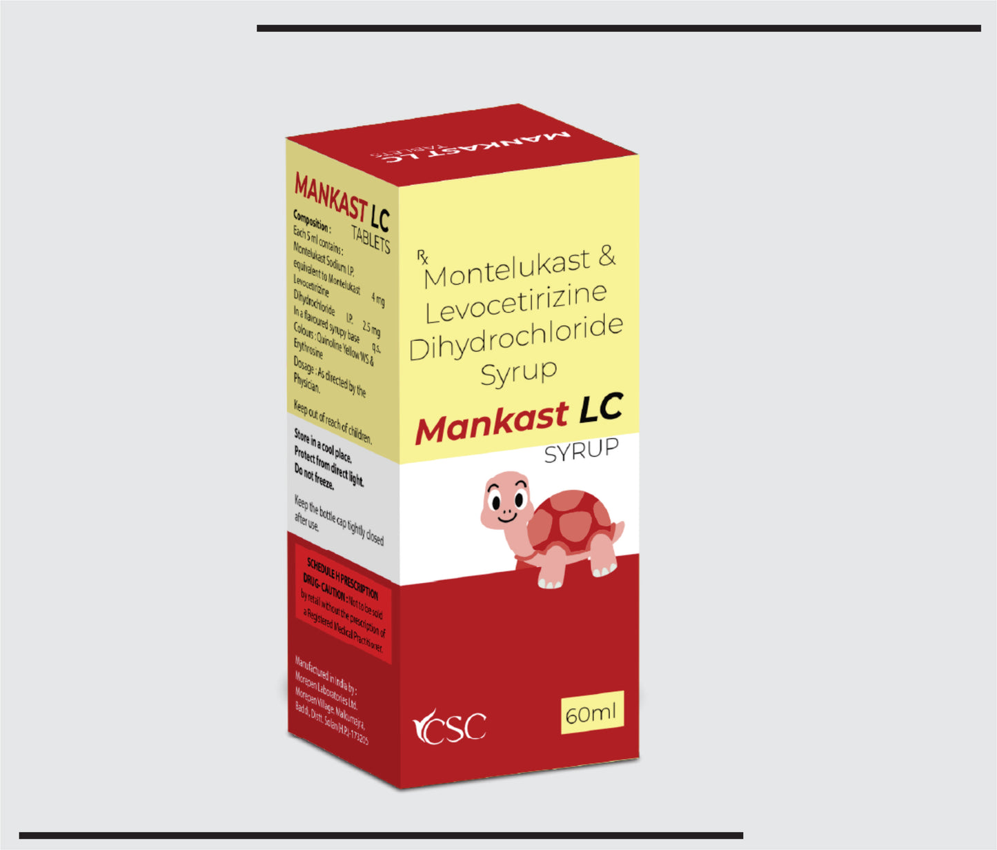 Mankast LC (60 ml )Levocetirizine 2.5 mg + Montelukast 4 mg by CSC