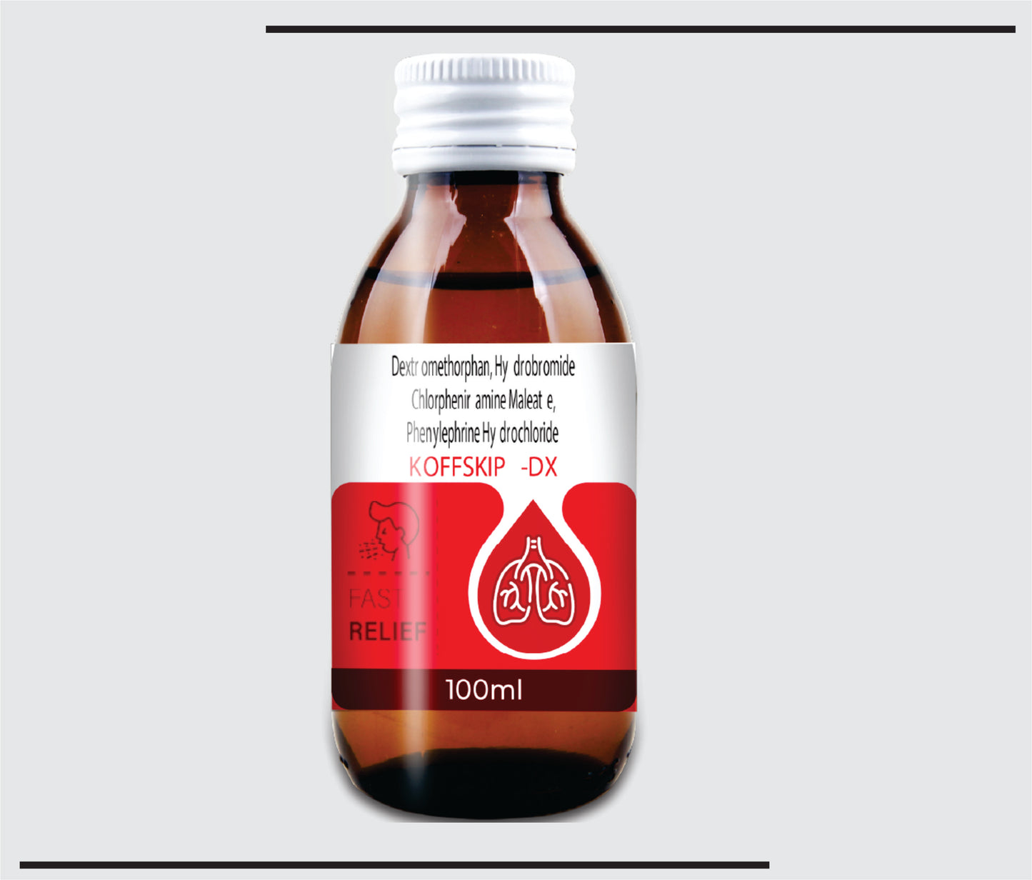 Koffskip Dx (100ml )Dextromethorphan Hydrobromide + Chlorpheniramine maleate + phenylephrine Hydrochloride Syrup by CSC