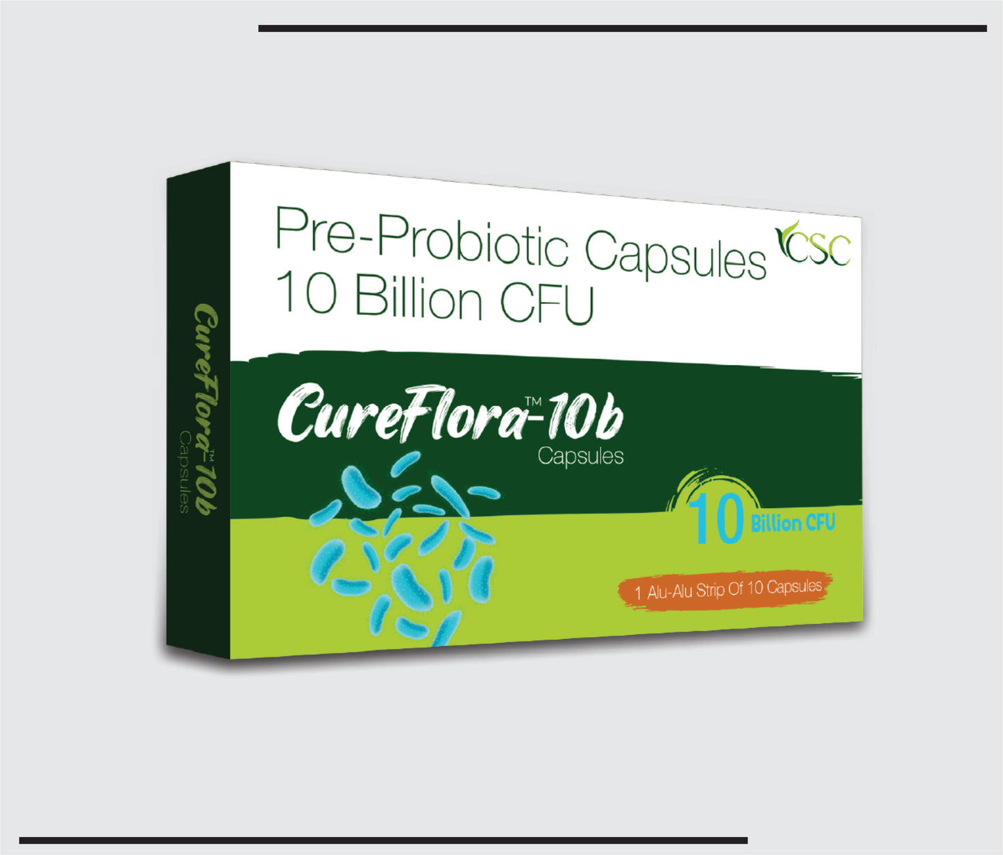 CureFlora 10b (10x1x10 )Pre-Probiotic Capsules 10 Billion CFU by CSC