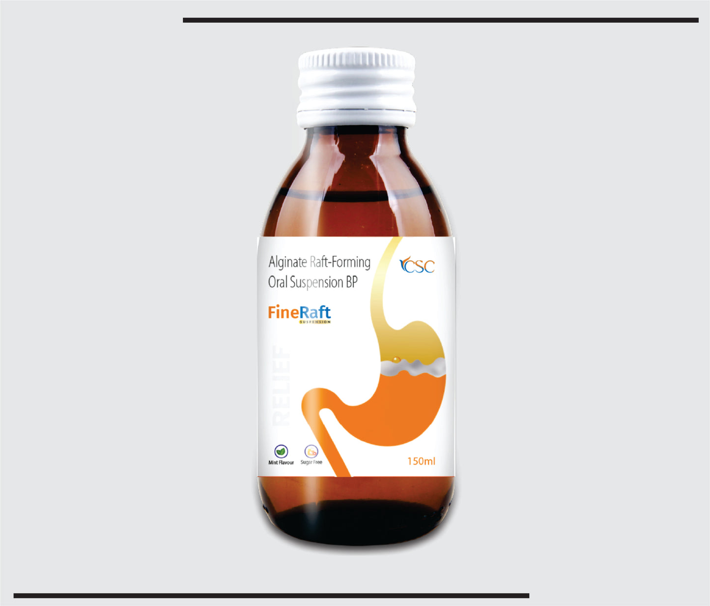Fineraft Suspension (170 ml )Sodium Alginate+Sodium Bicarbonate and Calcium Carbonate Oral Suspension by CSC